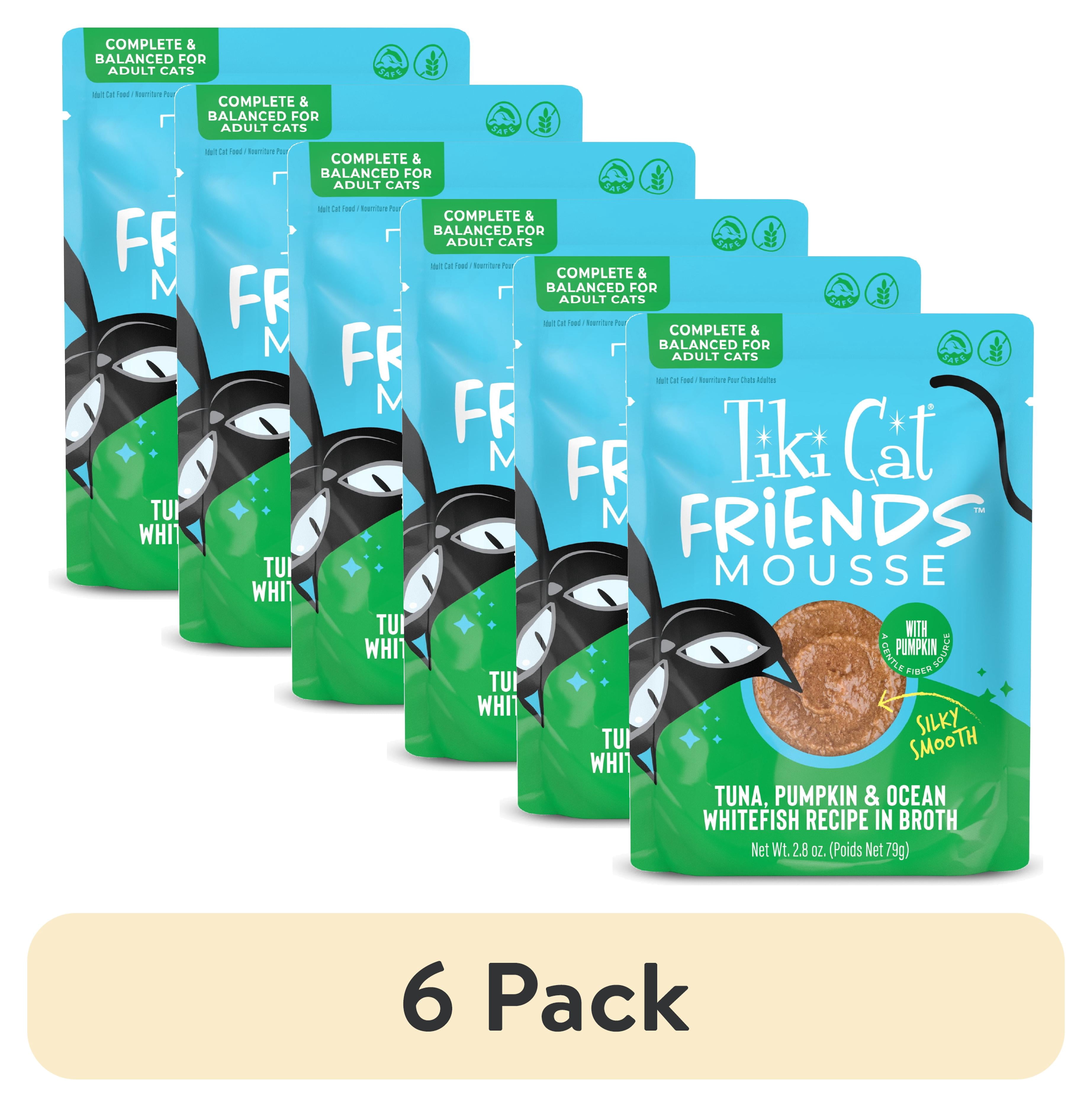 (6 pack) Tiki Cat Friends Mousse Tuna, Pumpkin & Ocean Whitefish, 2.8 oz. Pouch