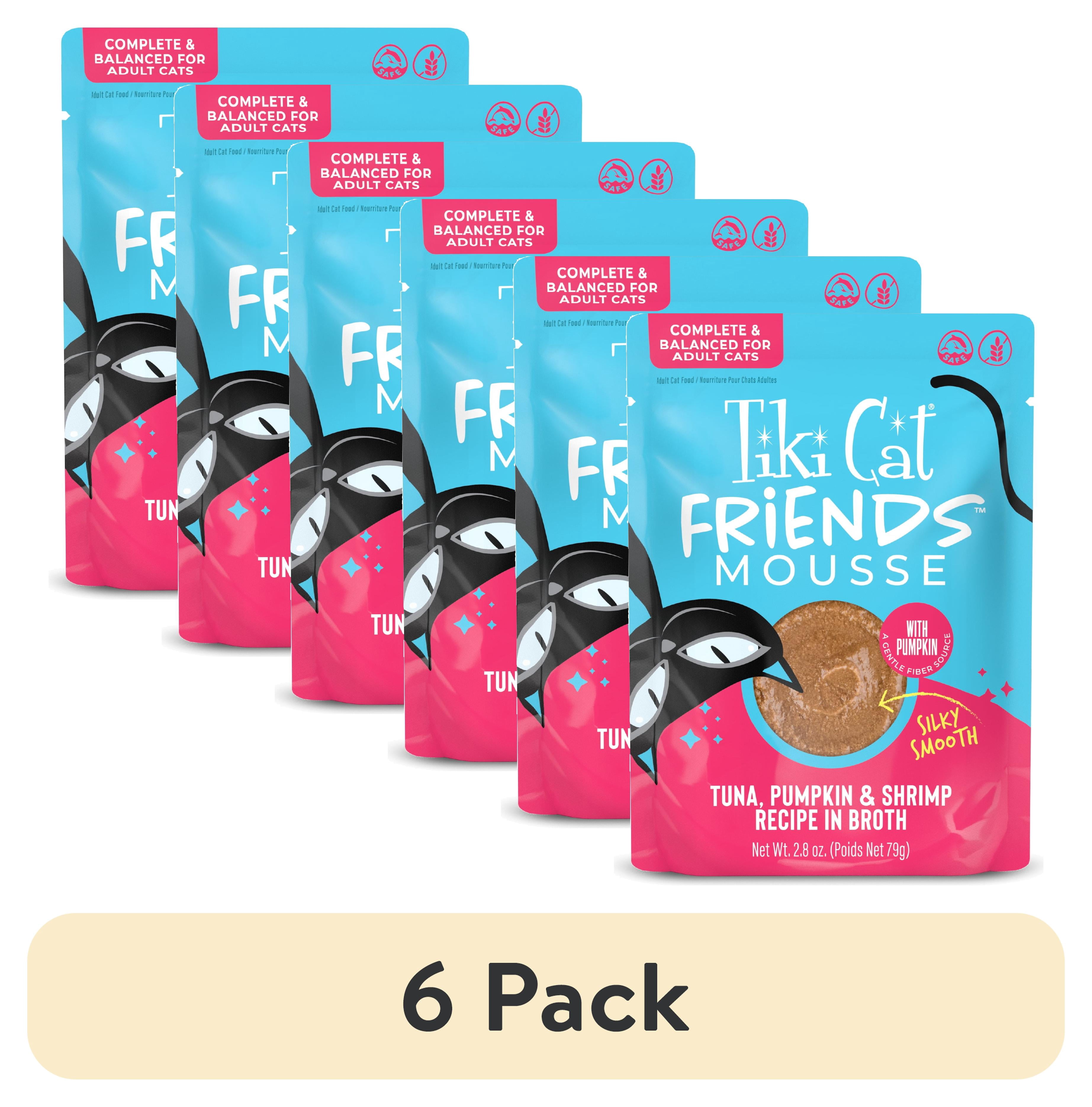 (6 pack) Tiki Cat Friends Mousse Tuna, Pumpkin & Shrimp, 2.8 oz. Pouch