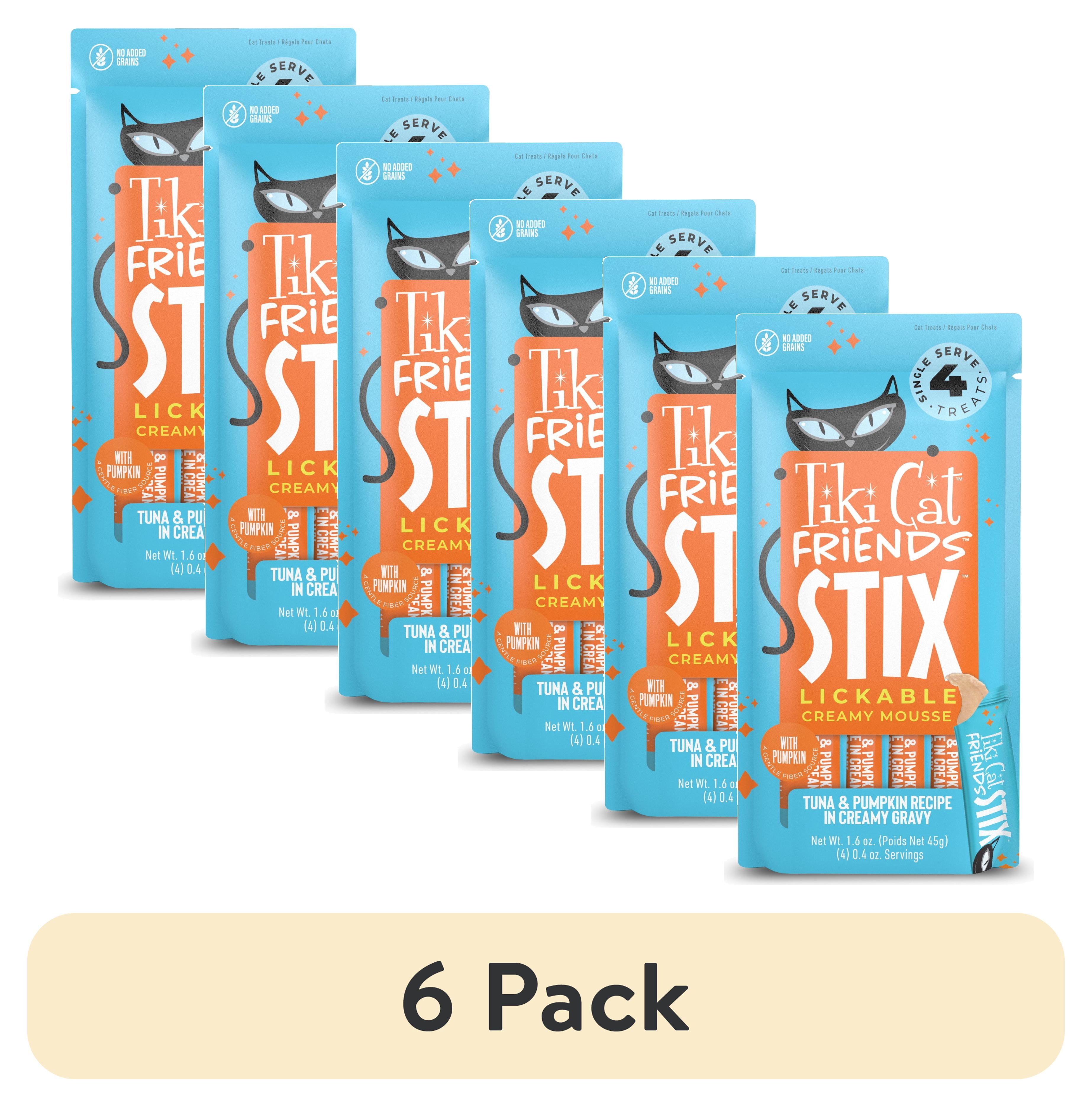 (6 pack) Tiki Cat Friends Stix Tuna & Pumpkin Flavor, 1.6 oz. Pouch (4 Stix)