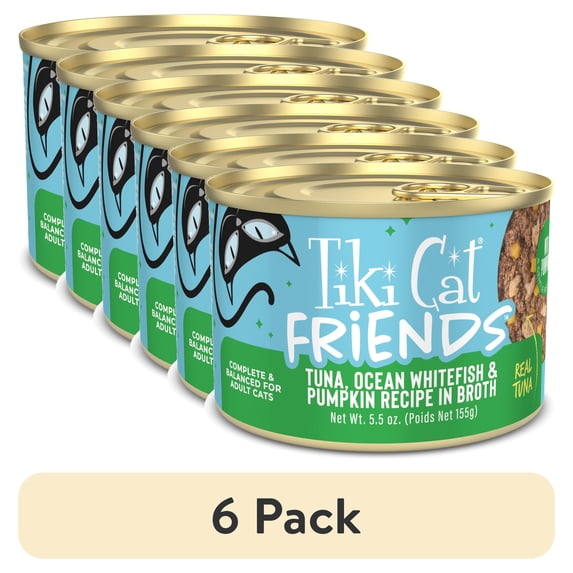 (6 pack) Tiki Cat Friends Tuna, Ocean Whitefish & Pumpkin, 5.5 oz. Can