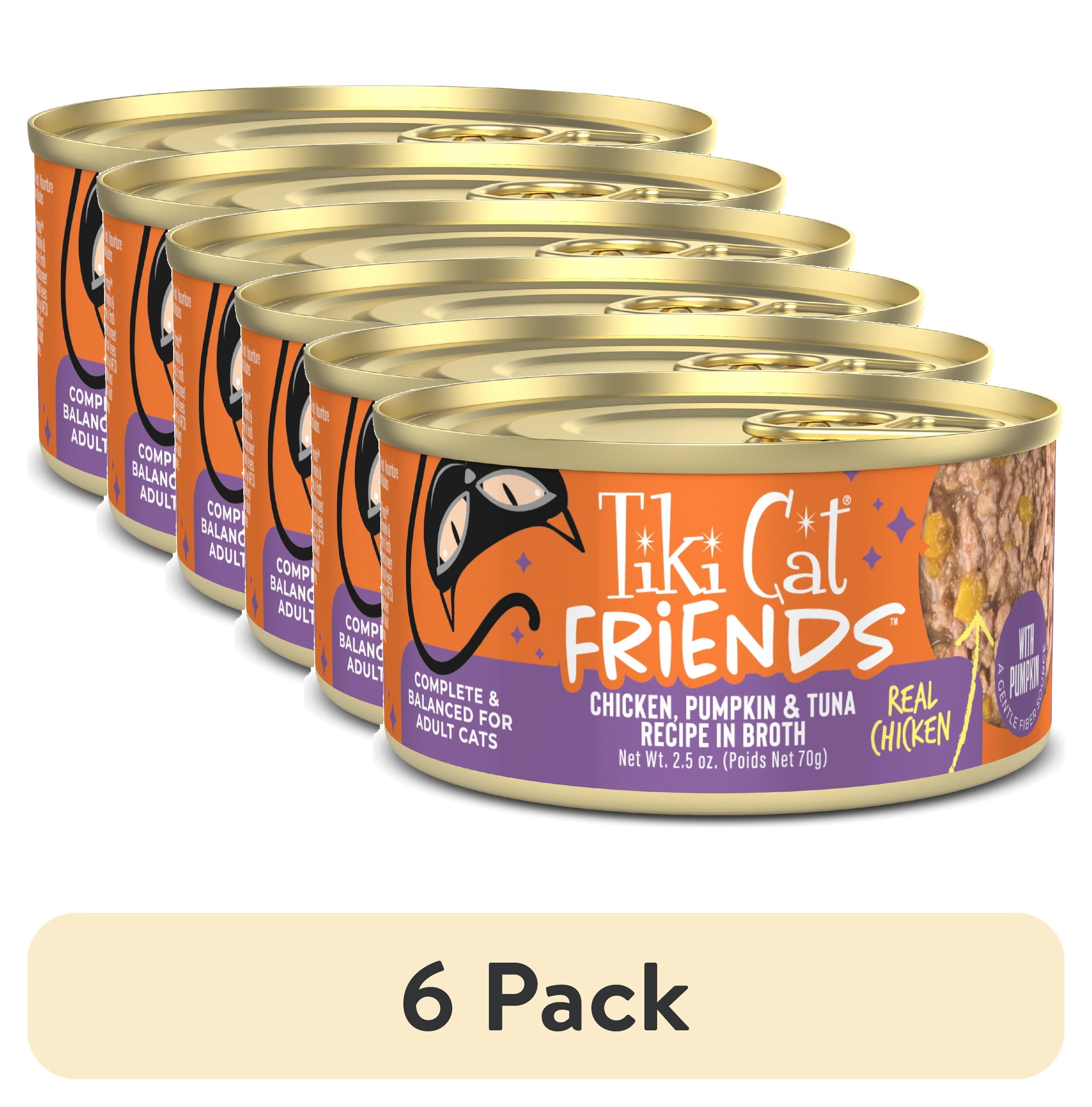(6 pack) Tiki Cat Friends Chicken, Pumpkin & Tuna Recipe in Broth, 2.5 oz. Can