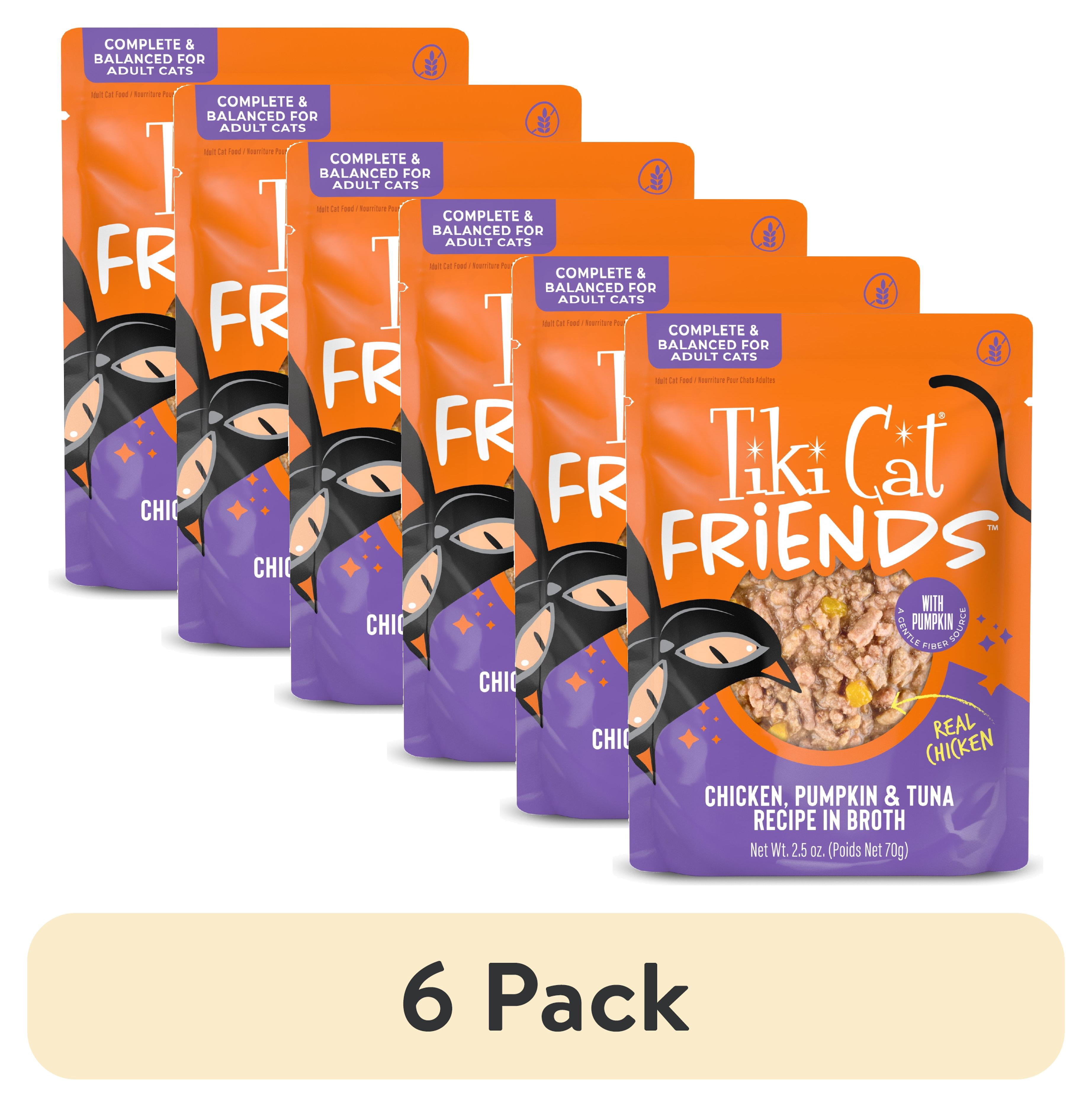(6 pack) Tiki Cat Friends Wet Cat Food, Chicken, Pumpkin & Tuna, 2.5 oz. Pouch