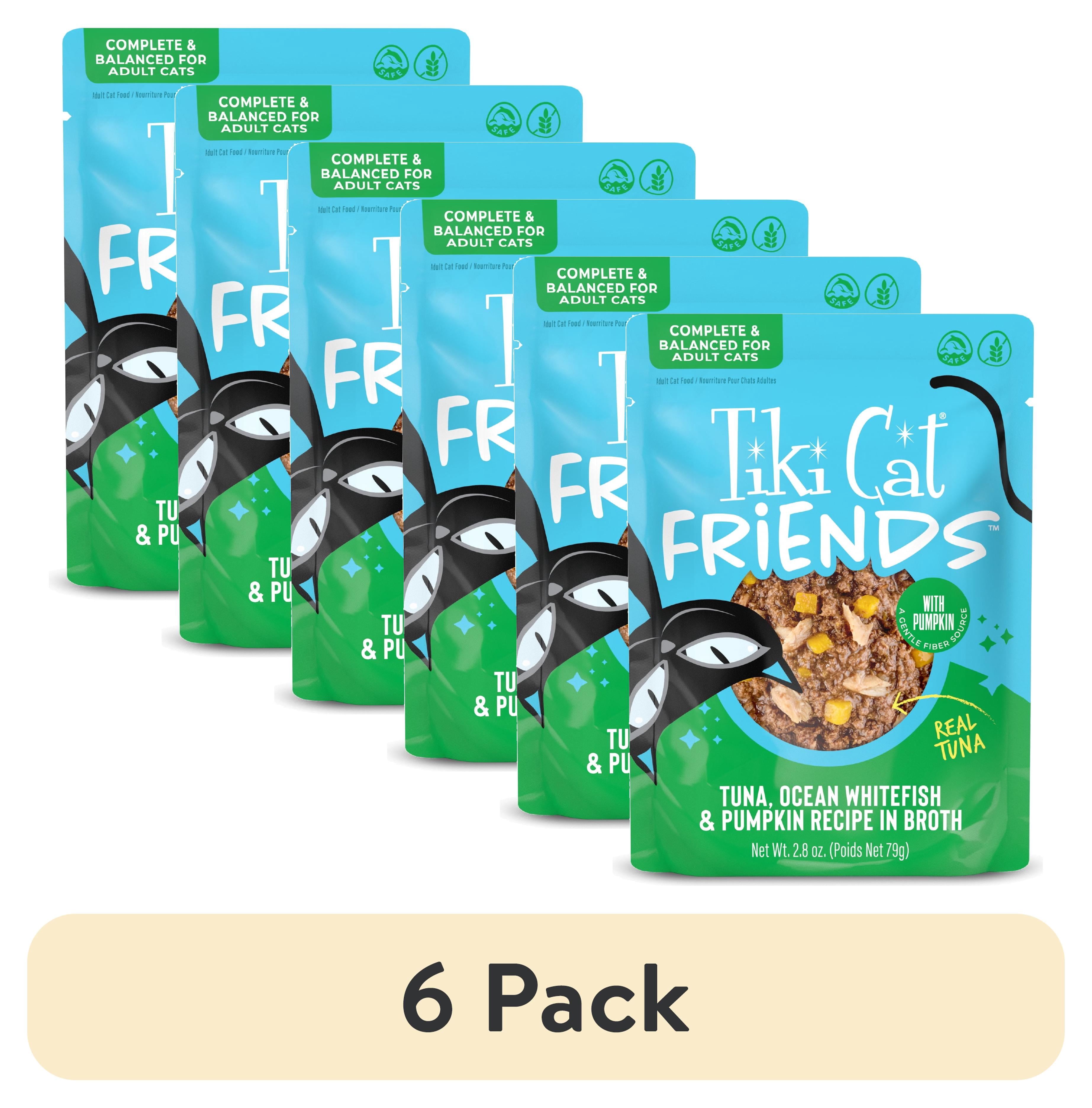 (6 pack) Tiki Cat Friends Tuna, Ocean Whitefish & Pumpkin, 2.8 oz. Pouch