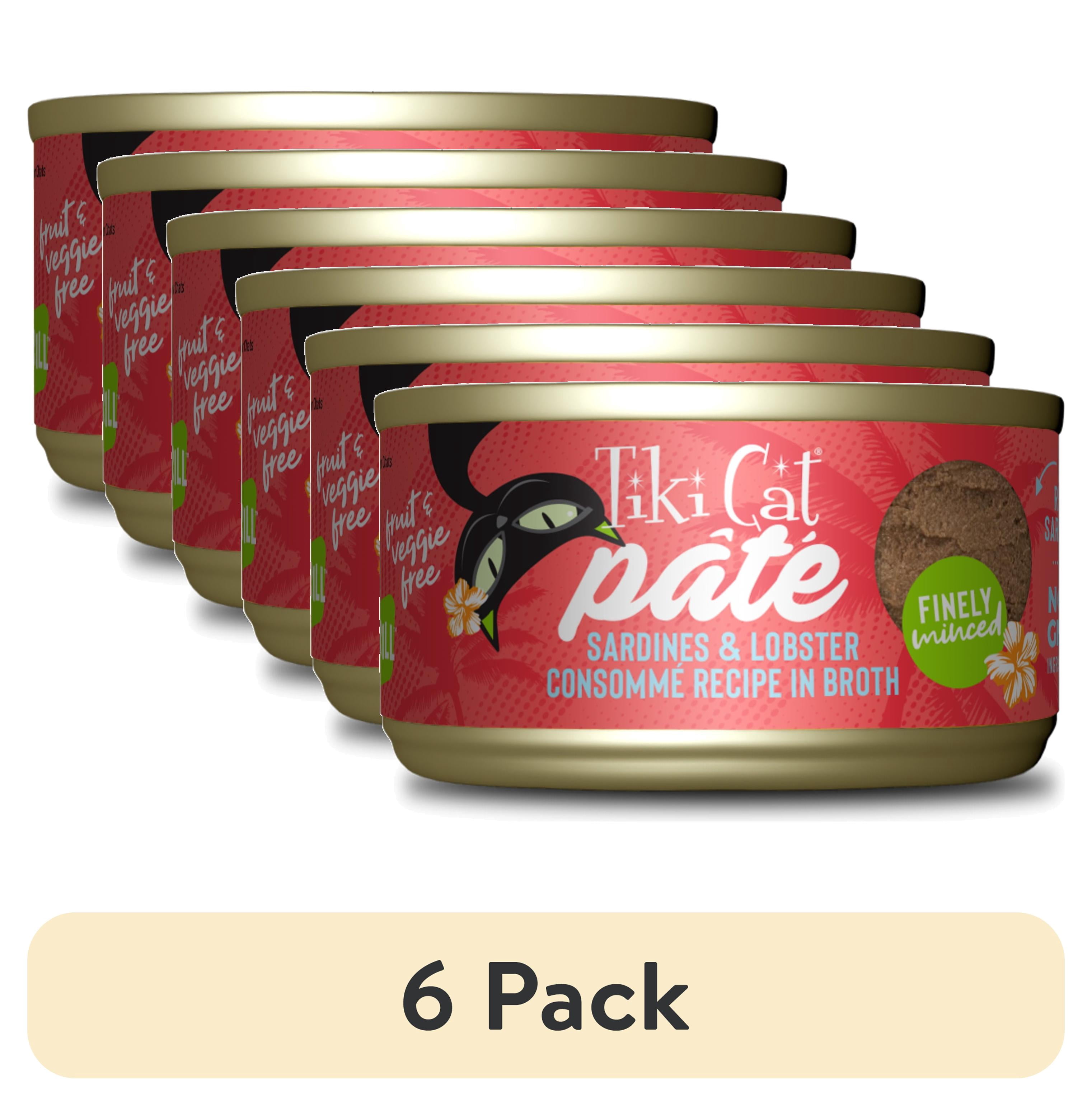 (6 pack) Tiki Cat Grill Pate Wet Cat Food, Sardines & Lobster Consomme, 2.8 oz. Can