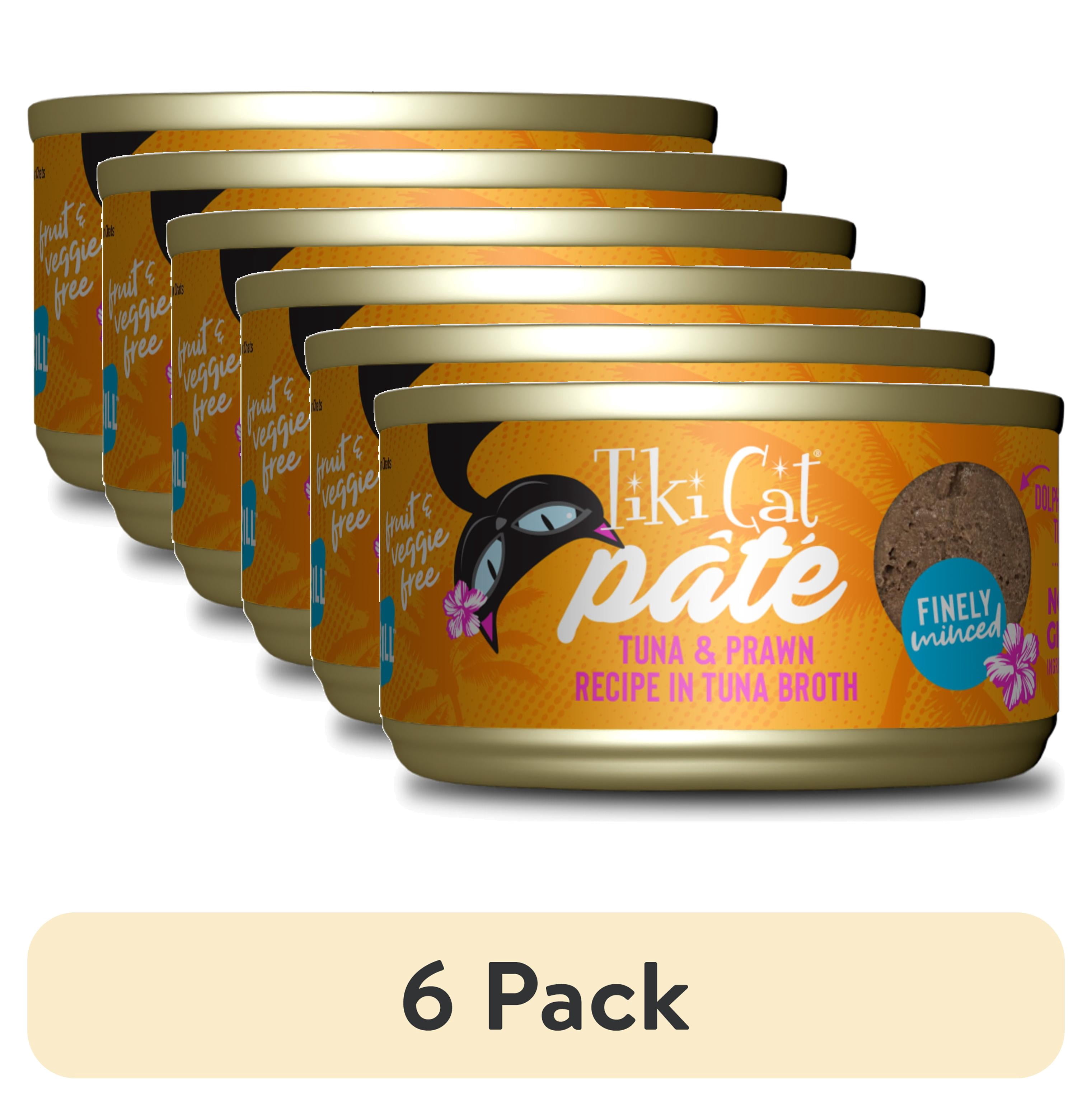 (6 pack) Tiki Cat Grill Pate Wet Cat Food, Tuna & Prawn, 2.8 oz. Can