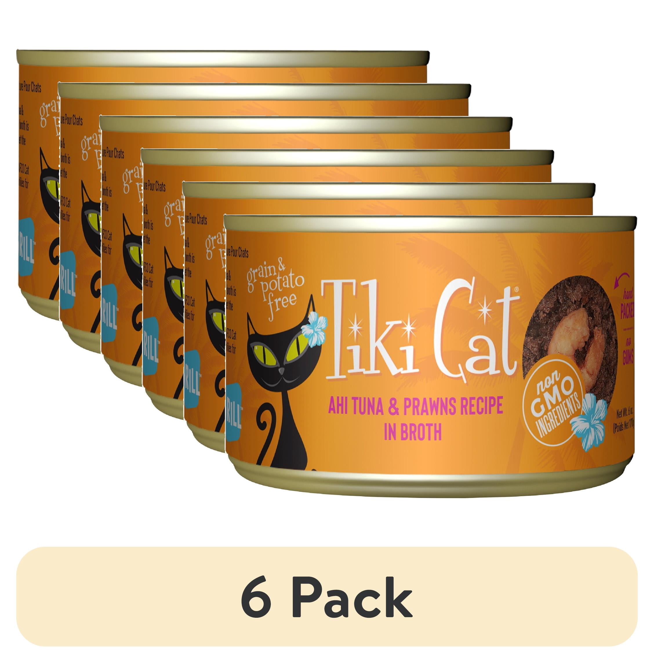 (6 pack) Tiki Cat Grill Wet Cat Food, Ahi Tuna, & Prawns, 6 oz. Can