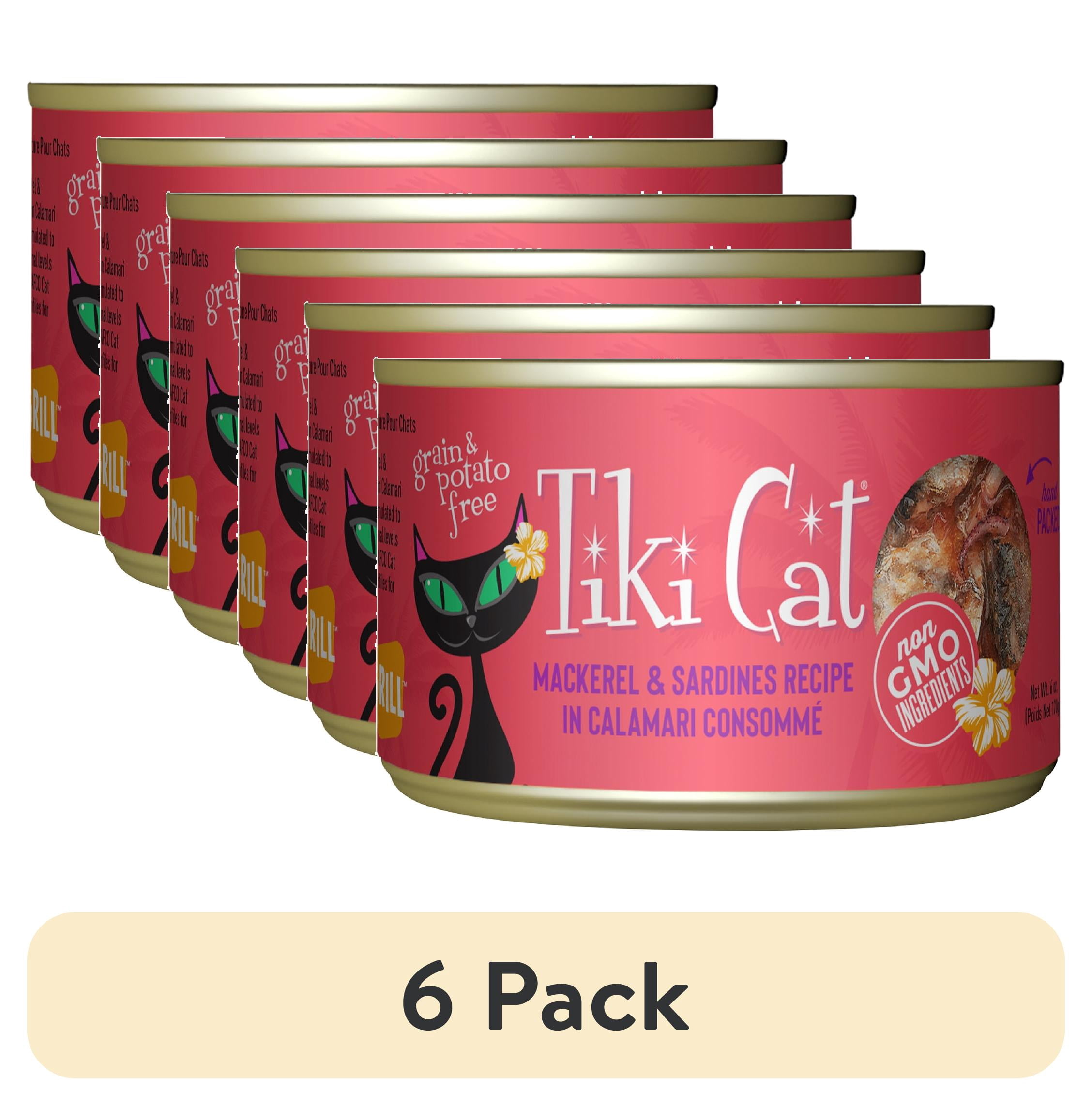 (6 pack) Tiki Cat Grill Wet Cat Food, Mackerel & Sardines, 6 oz. Can