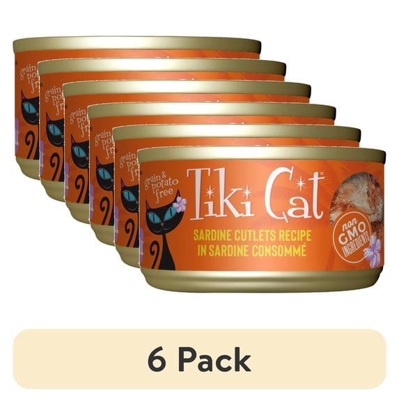 (6 pack) Tiki Cat Grill Wet Cat Food, Sardine Cutlets, 2.8 oz. Can