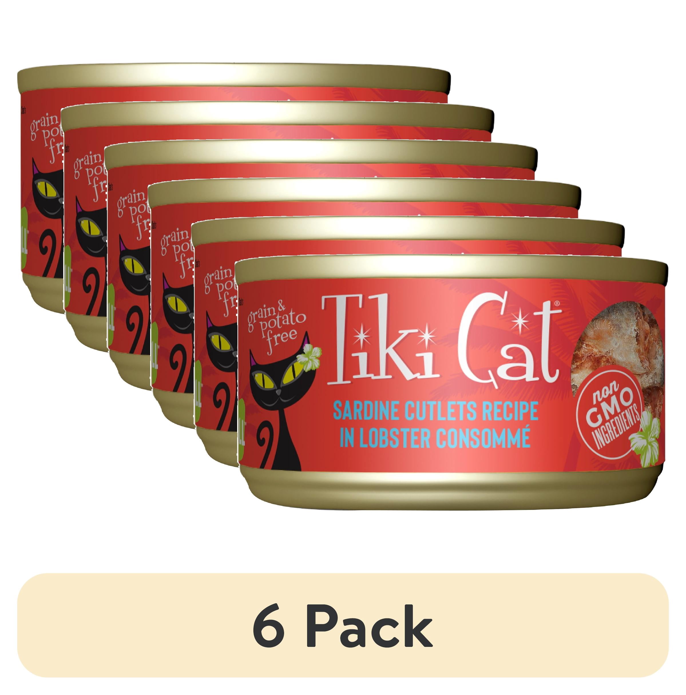 (6 pack) Tiki Cat Grill Wet Cat Food, Sardine Cutlets in Lobster Consomme, 2.8 oz. Can