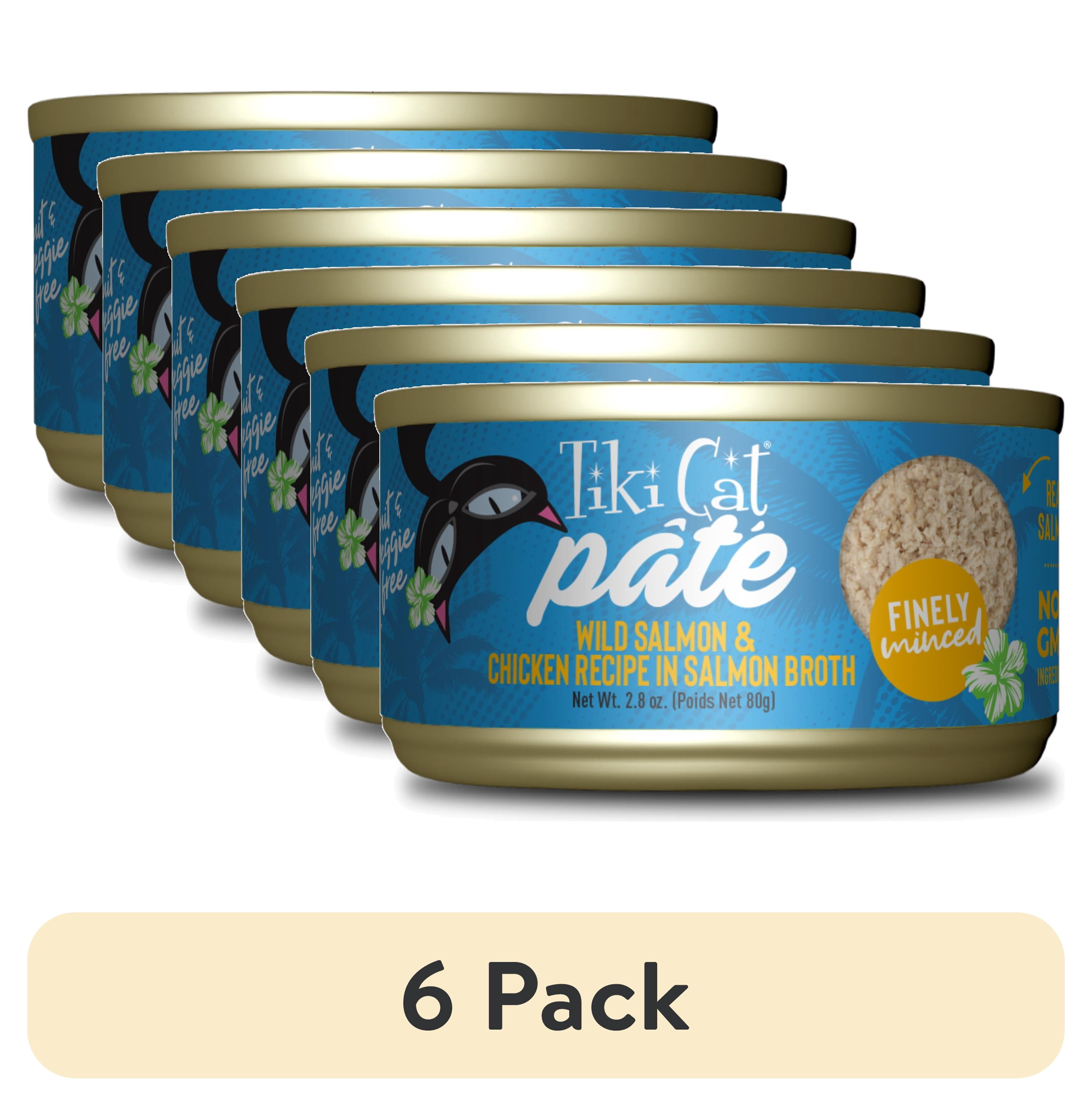 (6 pack) Tiki Cat Luau Pate Wet Cat Food, Salmon & Chicken, 2.8 oz. Can