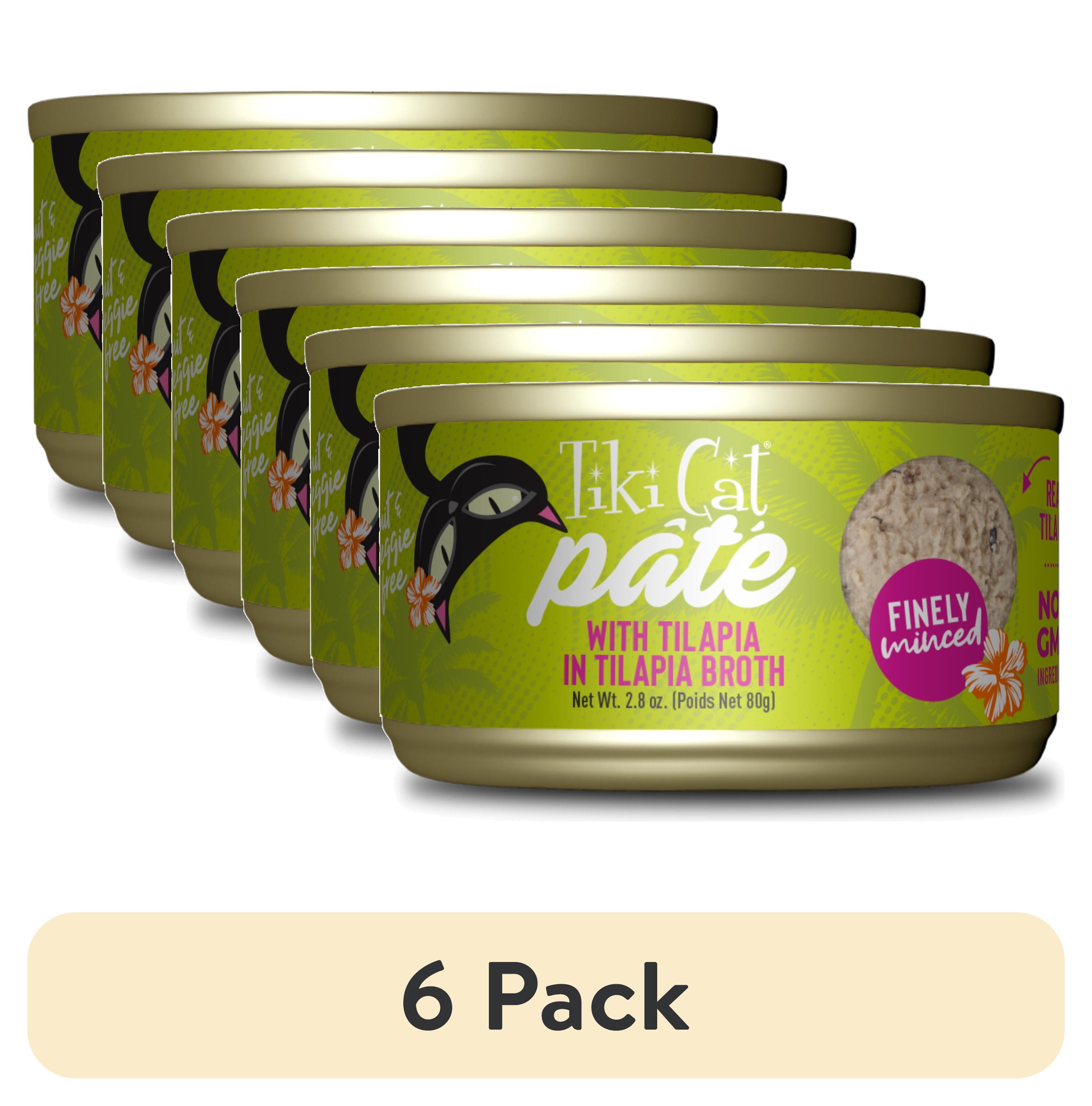 (6 pack) Tiki Cat Luau Pate Wet Cat Food, Tilapia, 2.8 oz. Can