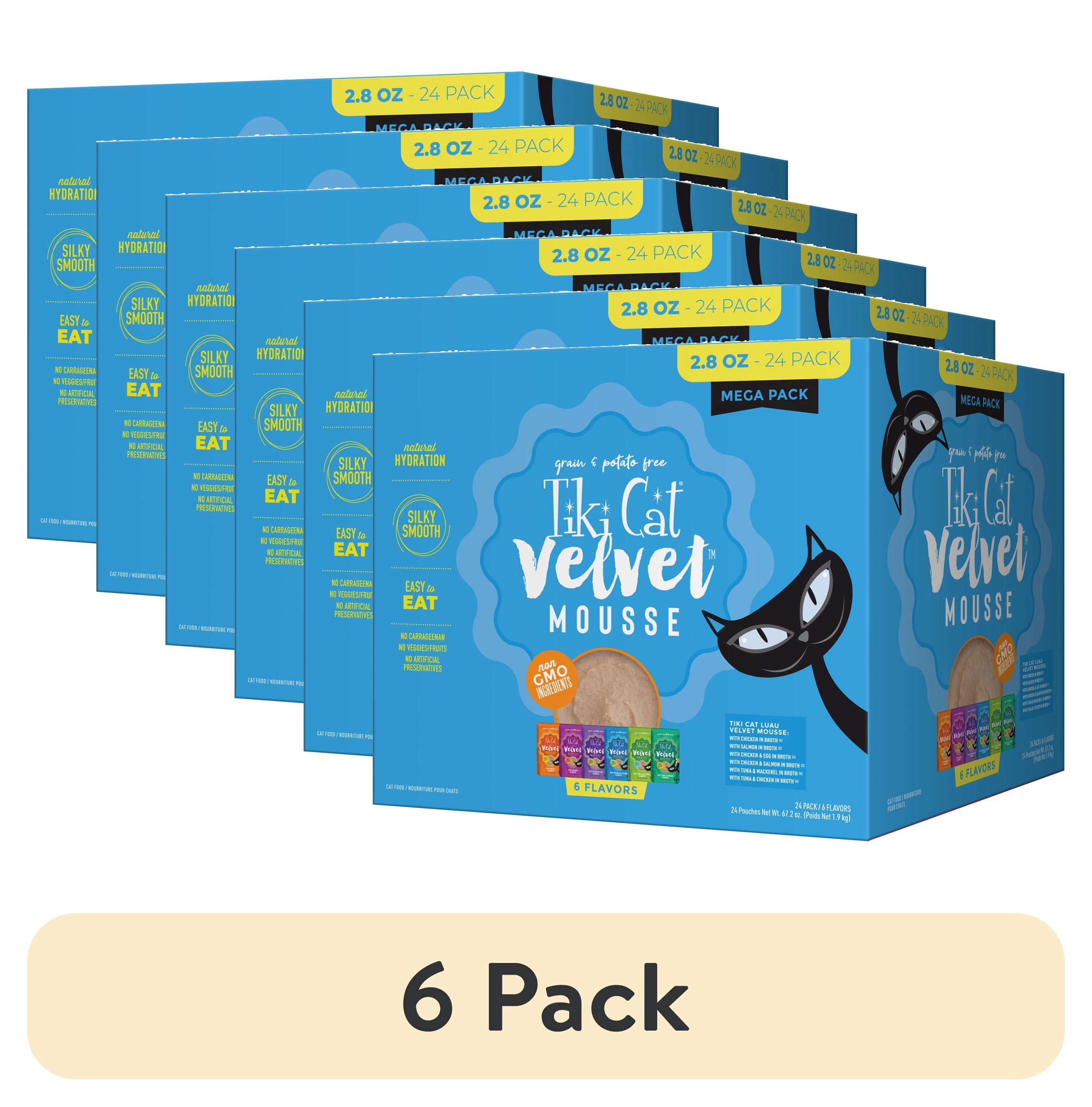 (6 pack) Tiki Cat Luau Velvet Mousse Wet Cat Food, 24 Count Mega Pack 2.8 oz. Pouch (24 Count)
