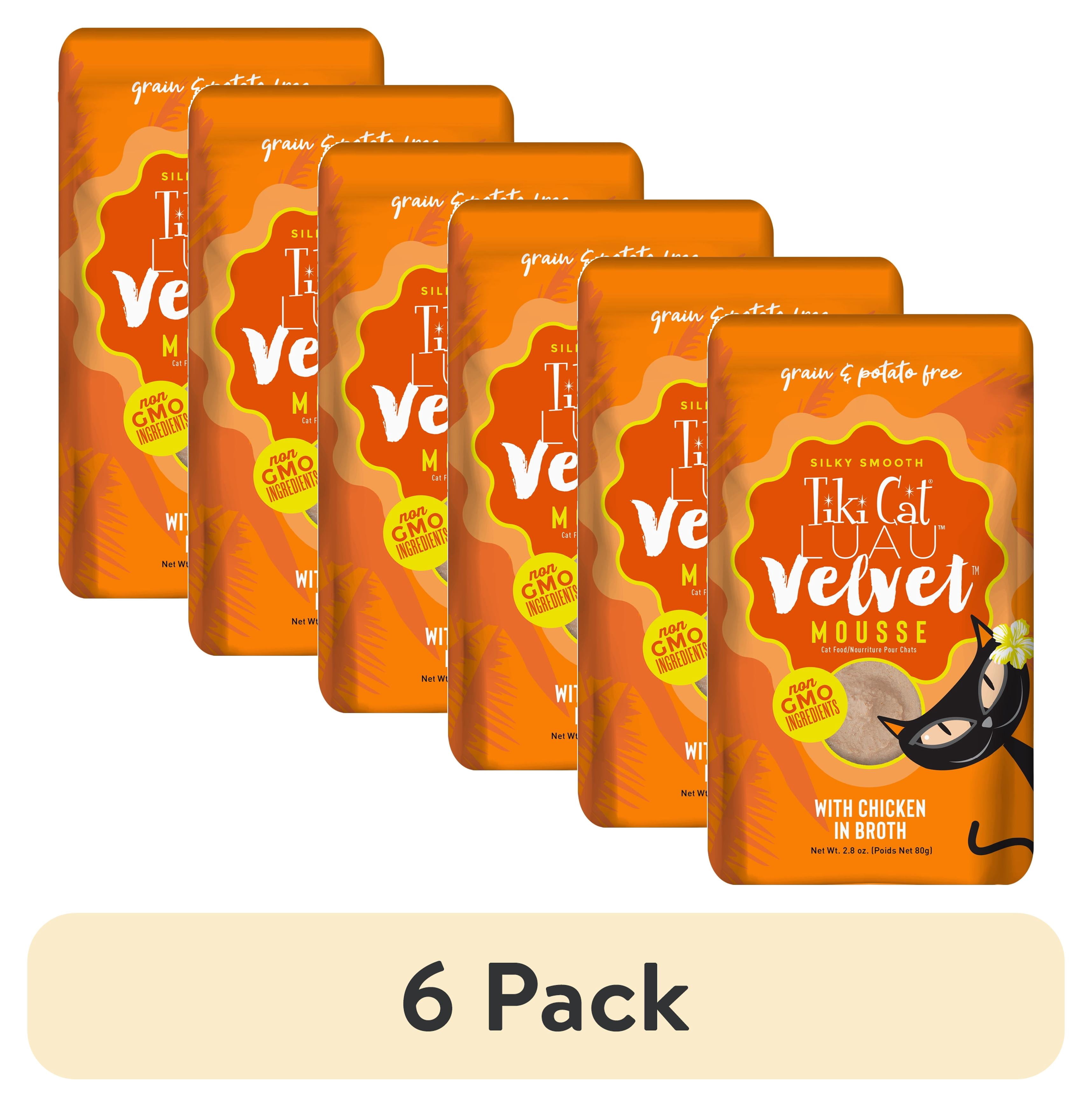 (6 pack) Tiki Cat Luau Velvet Mousse Wet Cat Food, Chicken, 2.8 oz. Pouch