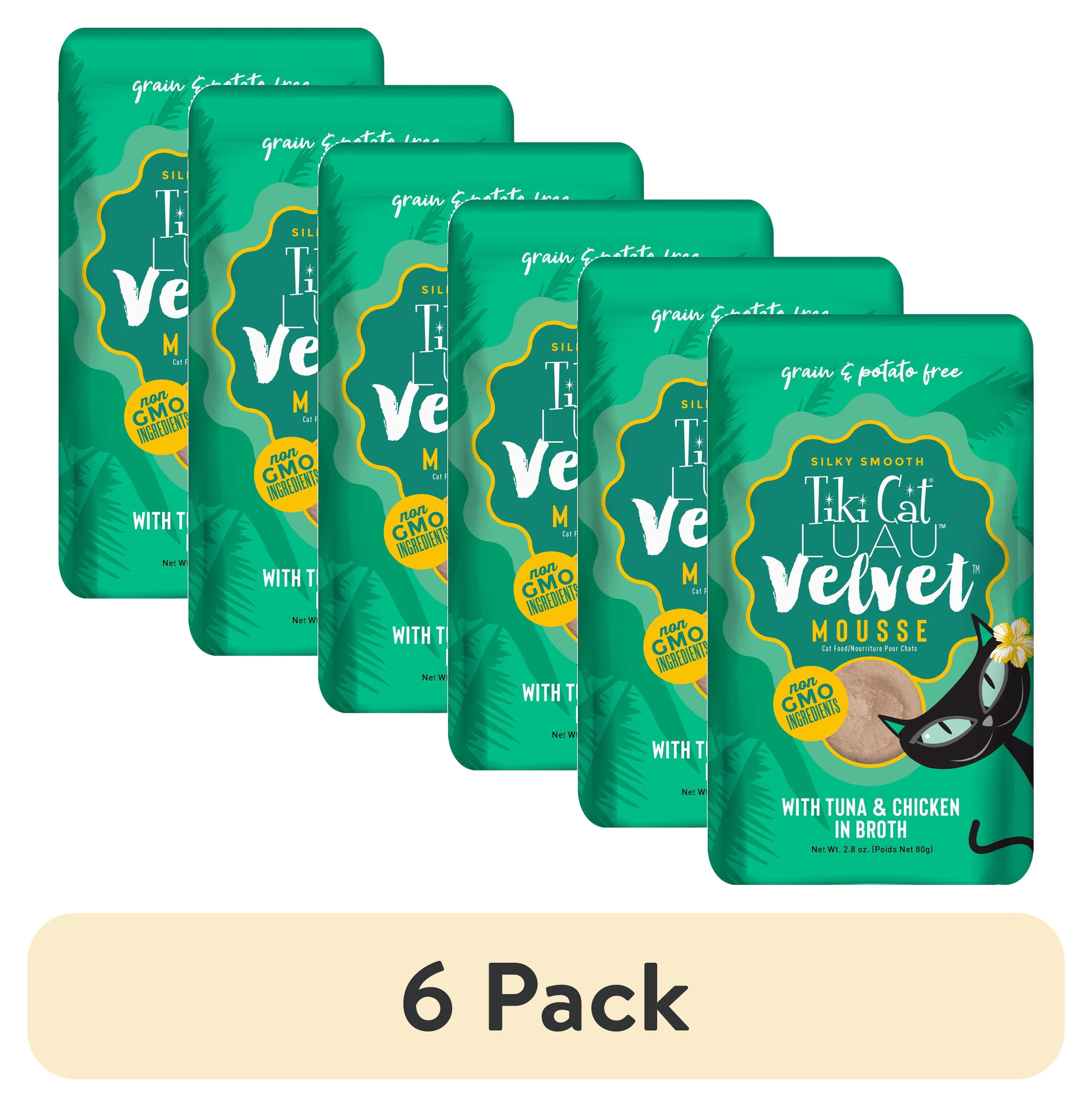 (6 pack) Tiki Cat Luau Velvet Mousse Wet Cat Food, Tuna & Chicken, 2.8 oz. Pouch
