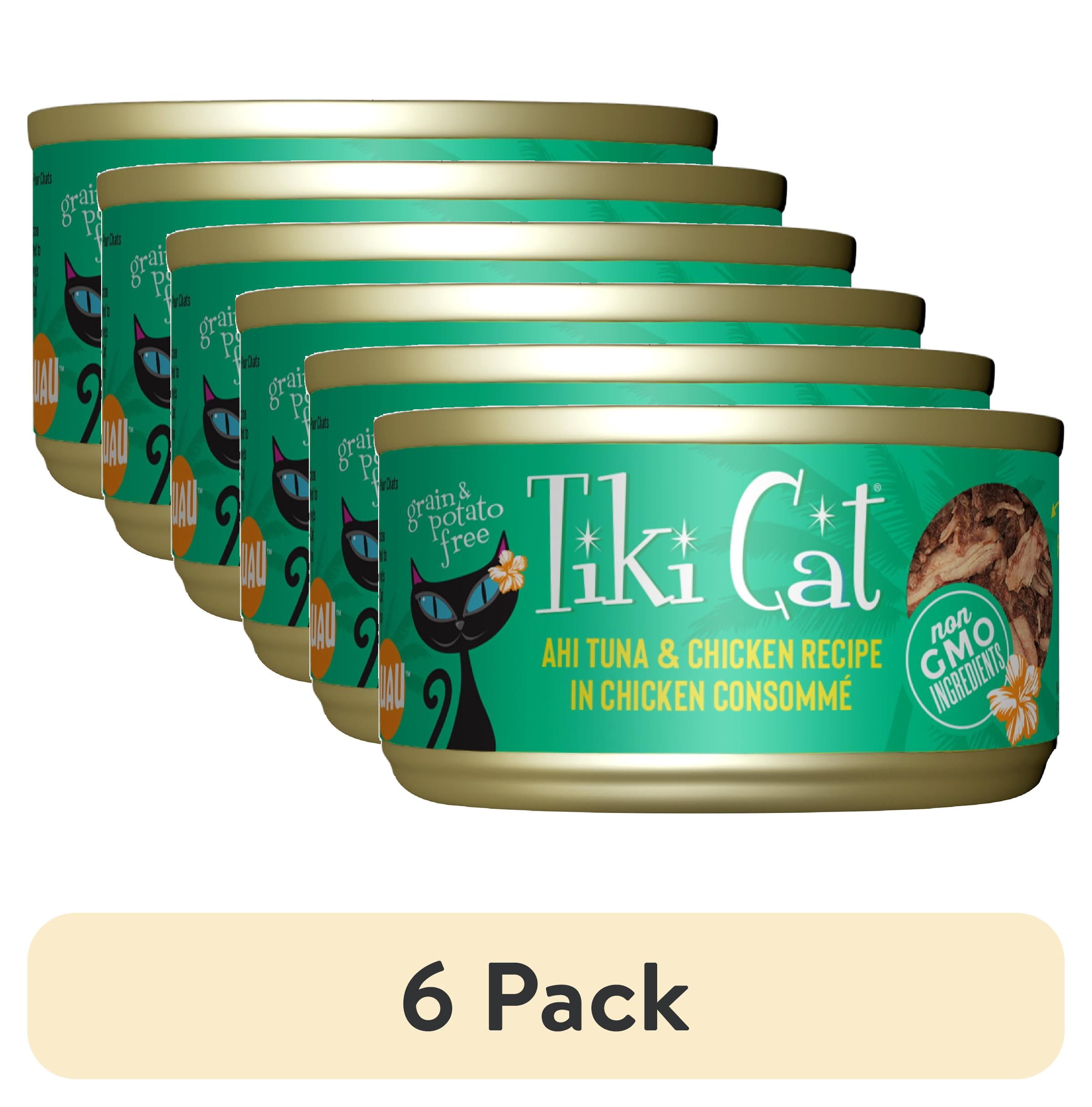 (6 pack) Tiki Cat Luau Wet Cat Food, Ahi Tuna, & Chicken, 2.8 oz. Can