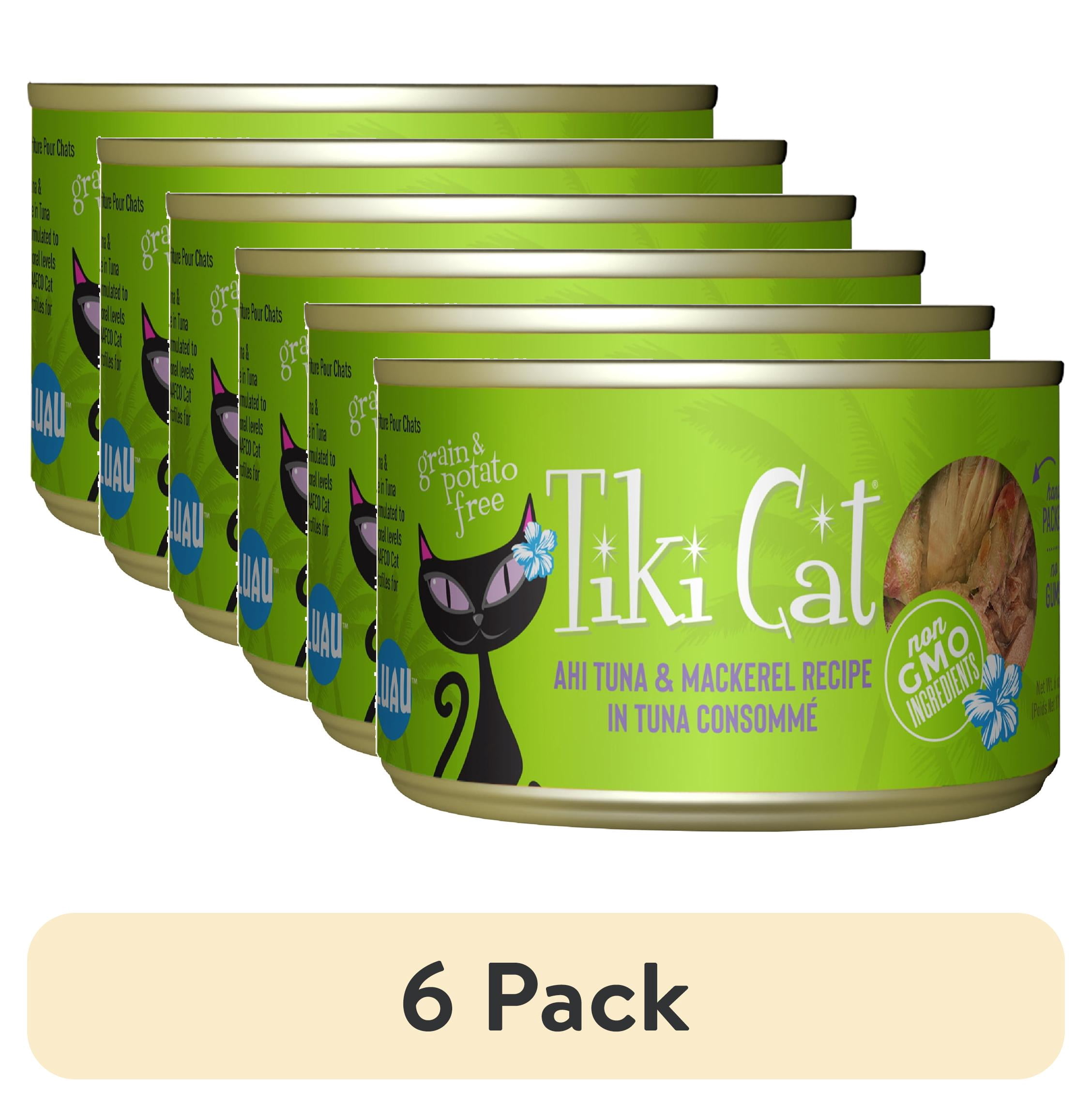 (6 pack) Tiki Cat Luau Wet Cat Food, Ahi Tuna, & Mackerel, 6 oz. Can