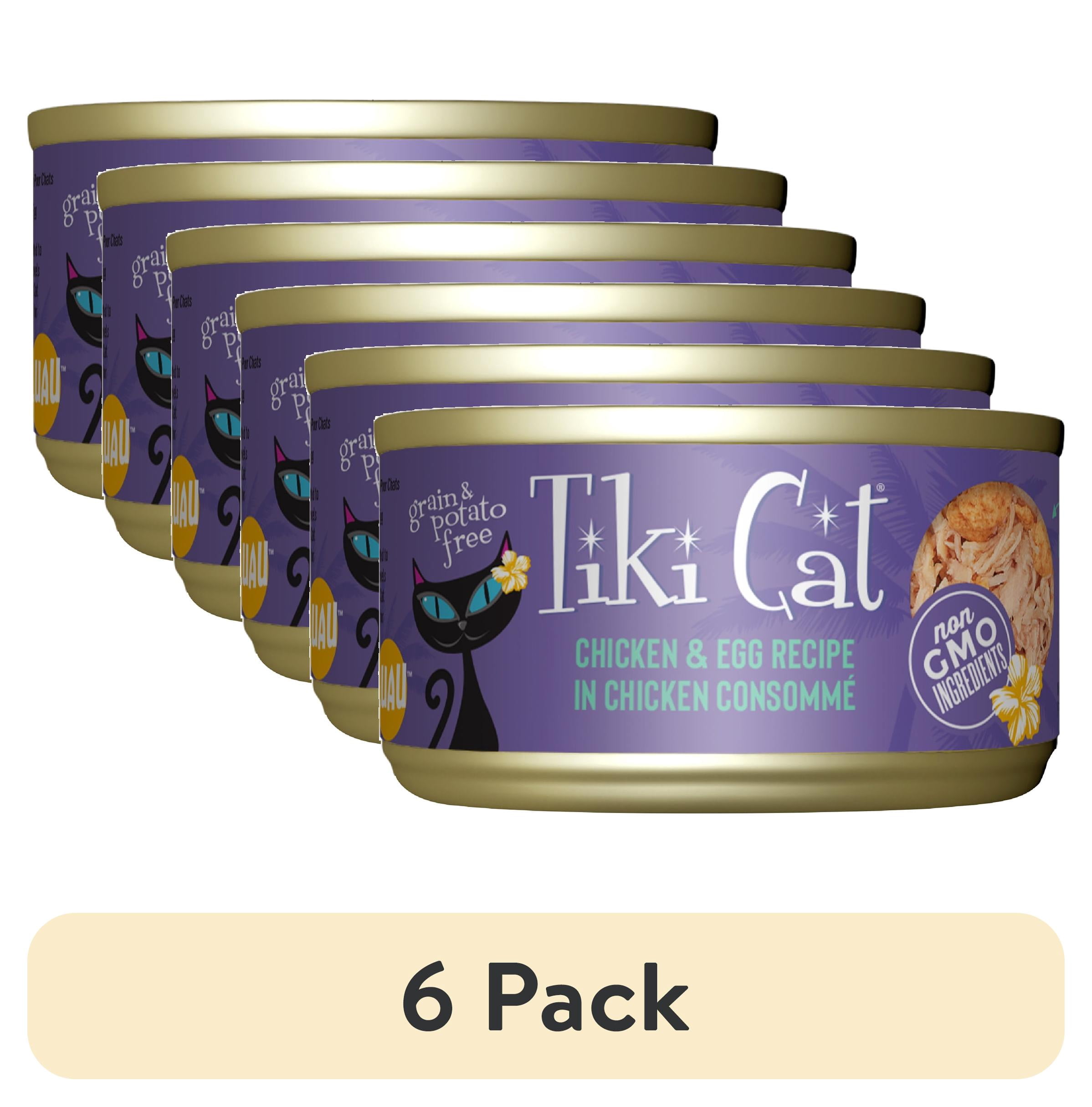 (6 pack) Tiki Cat Luau Wet Cat Food, Chicken & Egg, 2.8 oz. Can