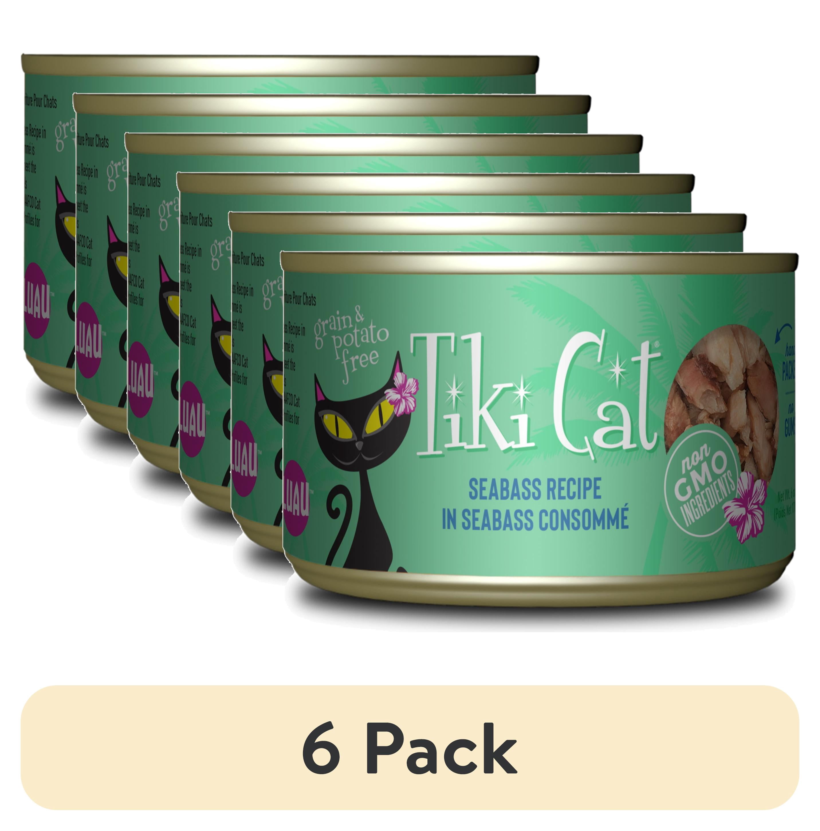 (6 pack) Tiki Cat Luau Wet Cat Food, Seabass, 6 oz. Can