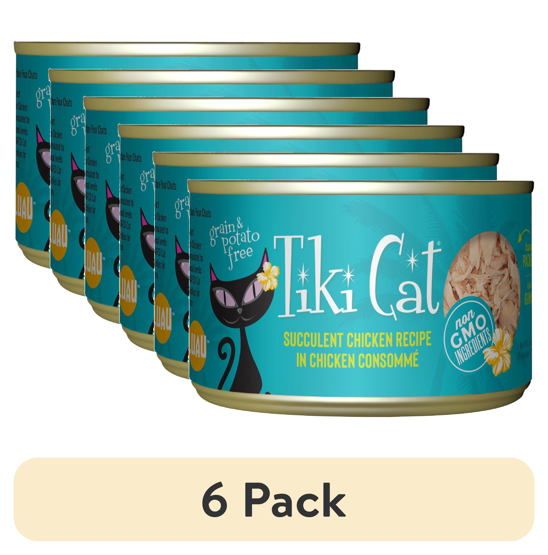 (6 pack) Tiki Cat Luau Wet Cat Food, Succulent Chicken, 6 oz. Can