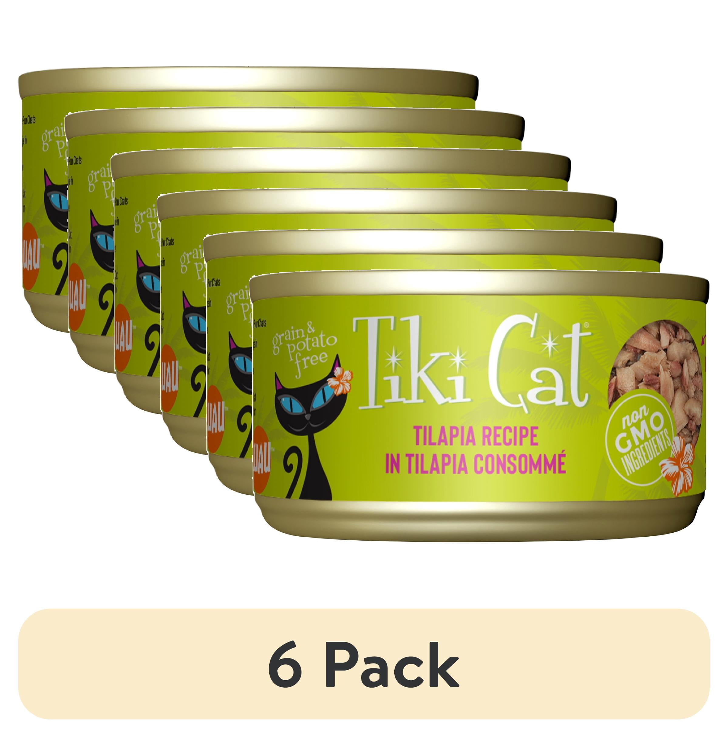 (6 pack) Tiki Pets Luau Tilapia Wet Dry Cat Food Grain-Free 2.8 oz Can