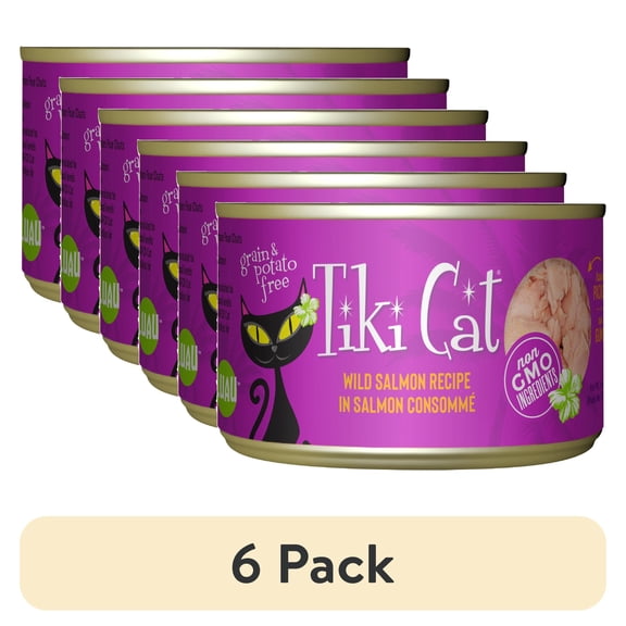 (6 pack) Tiki Cat Luau Wet Cat Food, Wild Salmon, 6 oz. Can