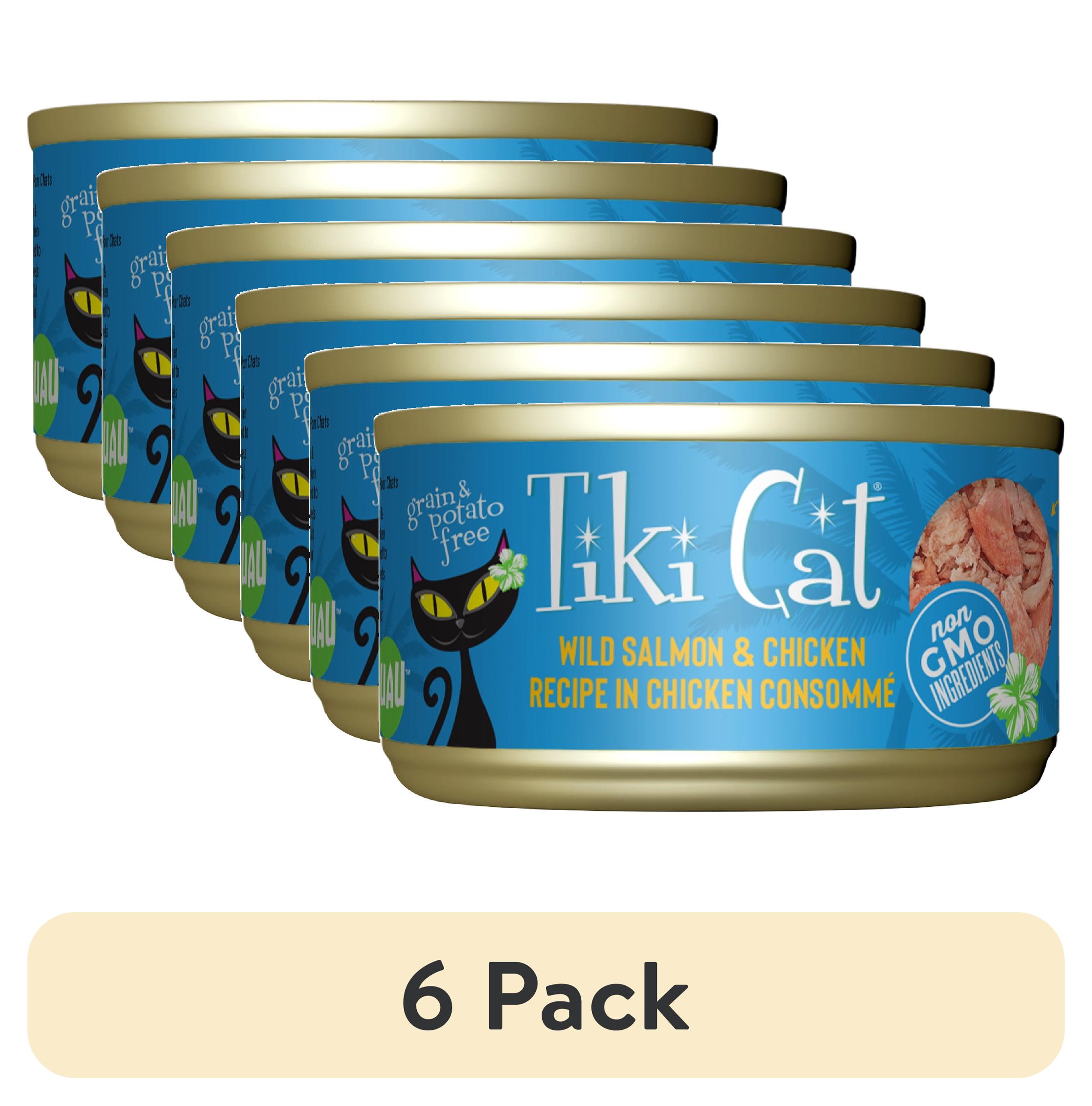 (6 pack) Tiki Cat Luau Wet Cat Food, Wild Salmon & Chicken, 2.8 oz. Can