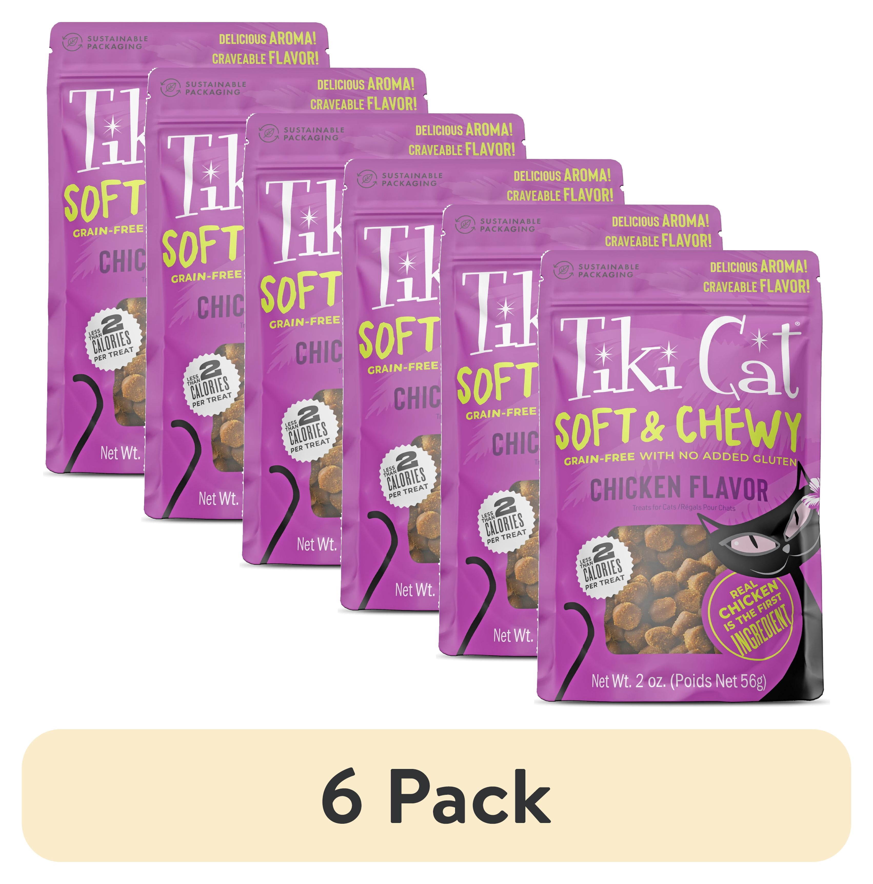 (6 pack) Tiki Pets Soft & Chewy Chicken Soft Treats for Cat, 2 oz Bag
