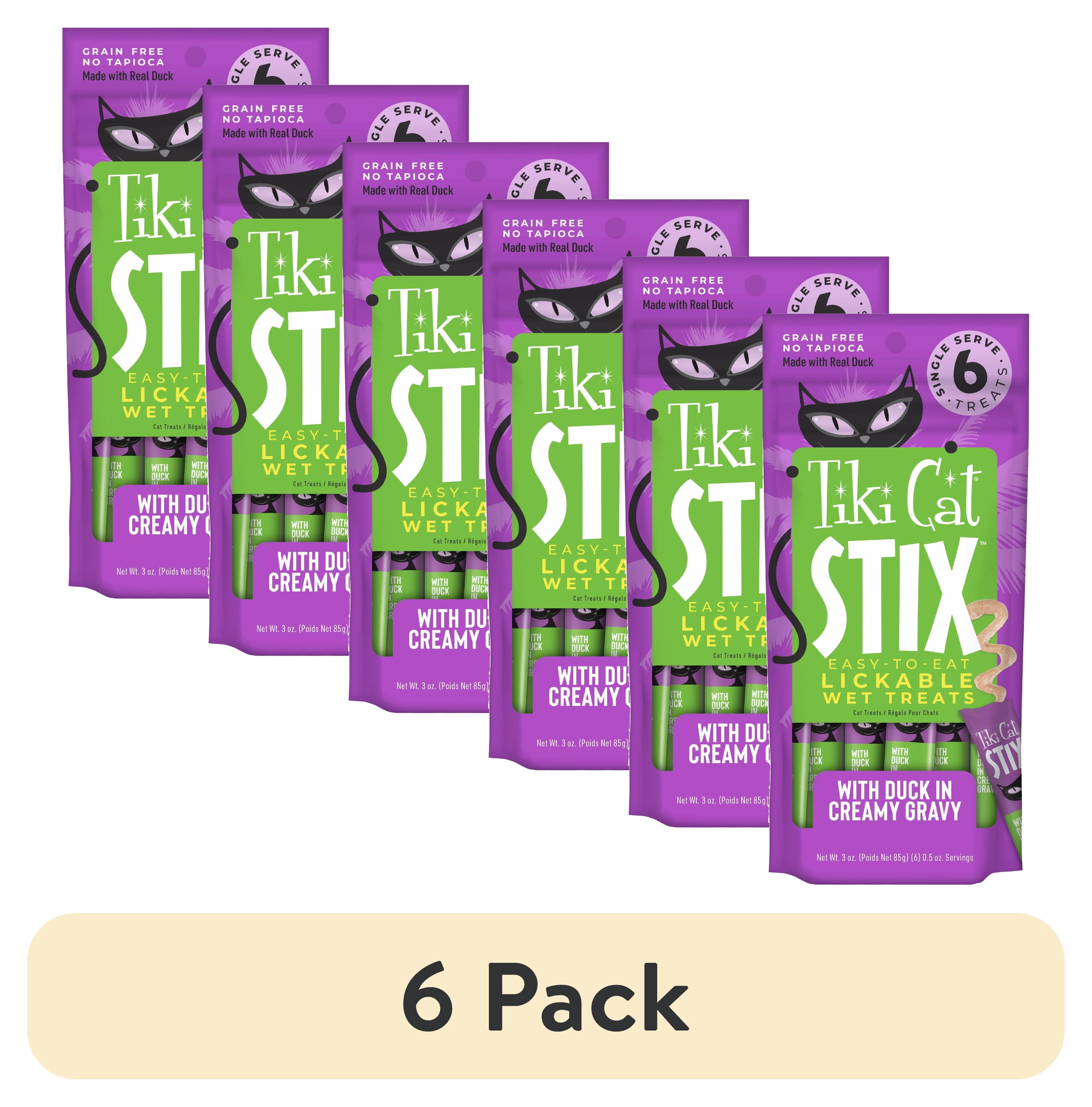(6 pack) Tiki Cat Stix Wet Cat Treats, Duck, 3 oz. Pouch