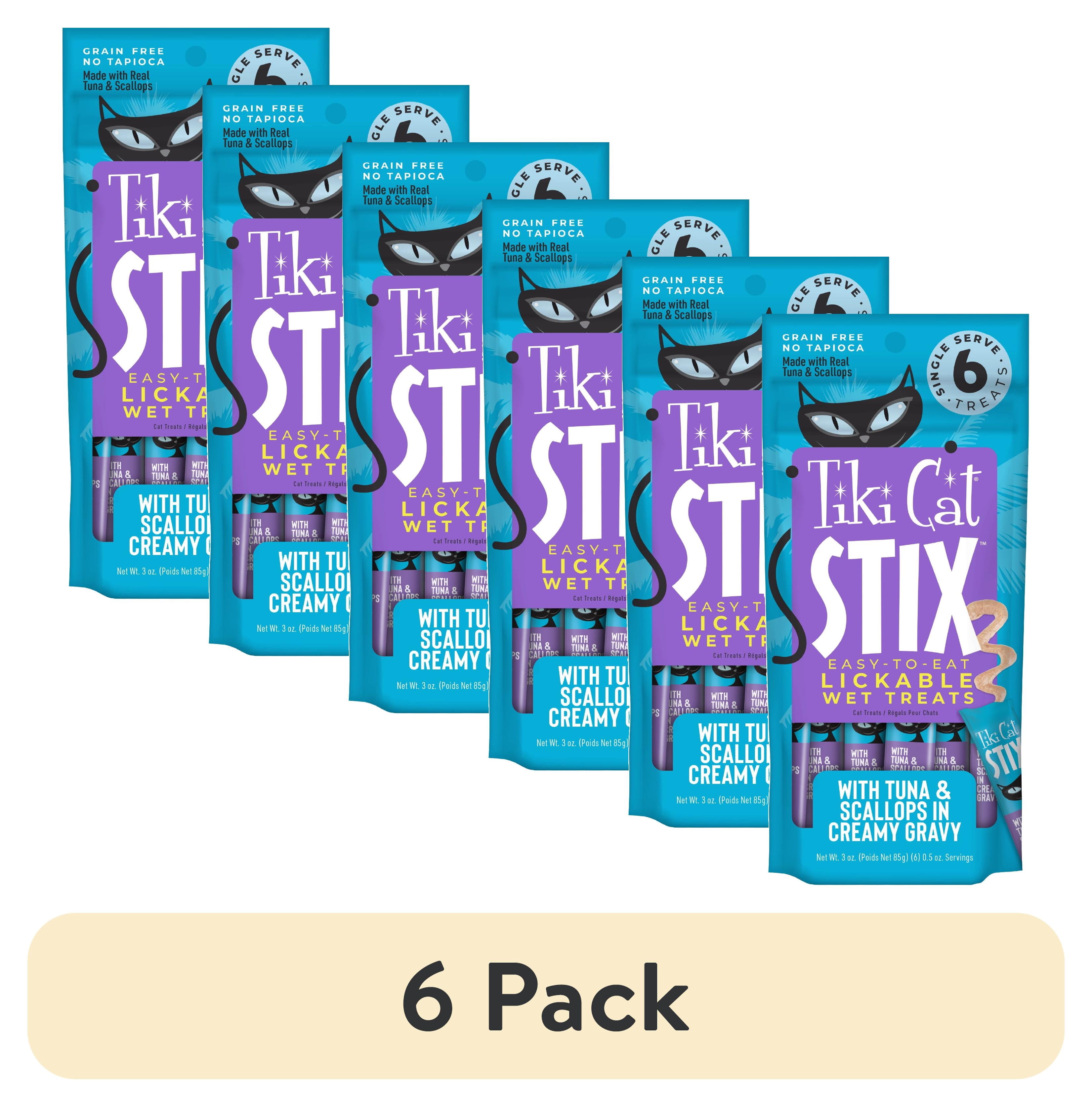 (6 pack) Tiki Cat Stix Wet Cat Treats, Tuna & Scallops, 3 oz. Pouch