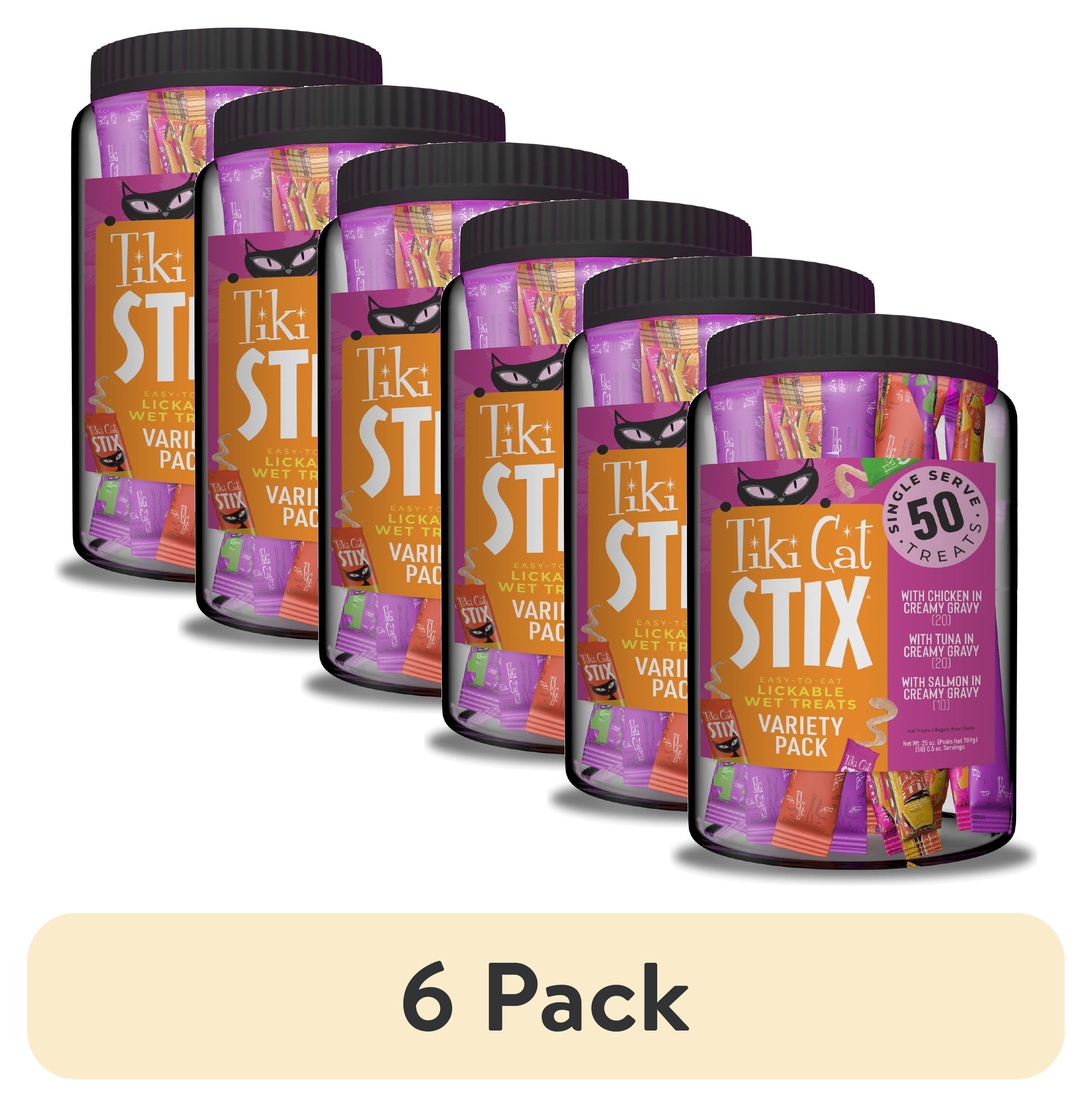 (6 pack) Tiki Cat Stix Wet Cat Treats Variety Mega Jar, 0.5 oz. Stick (50 Count)