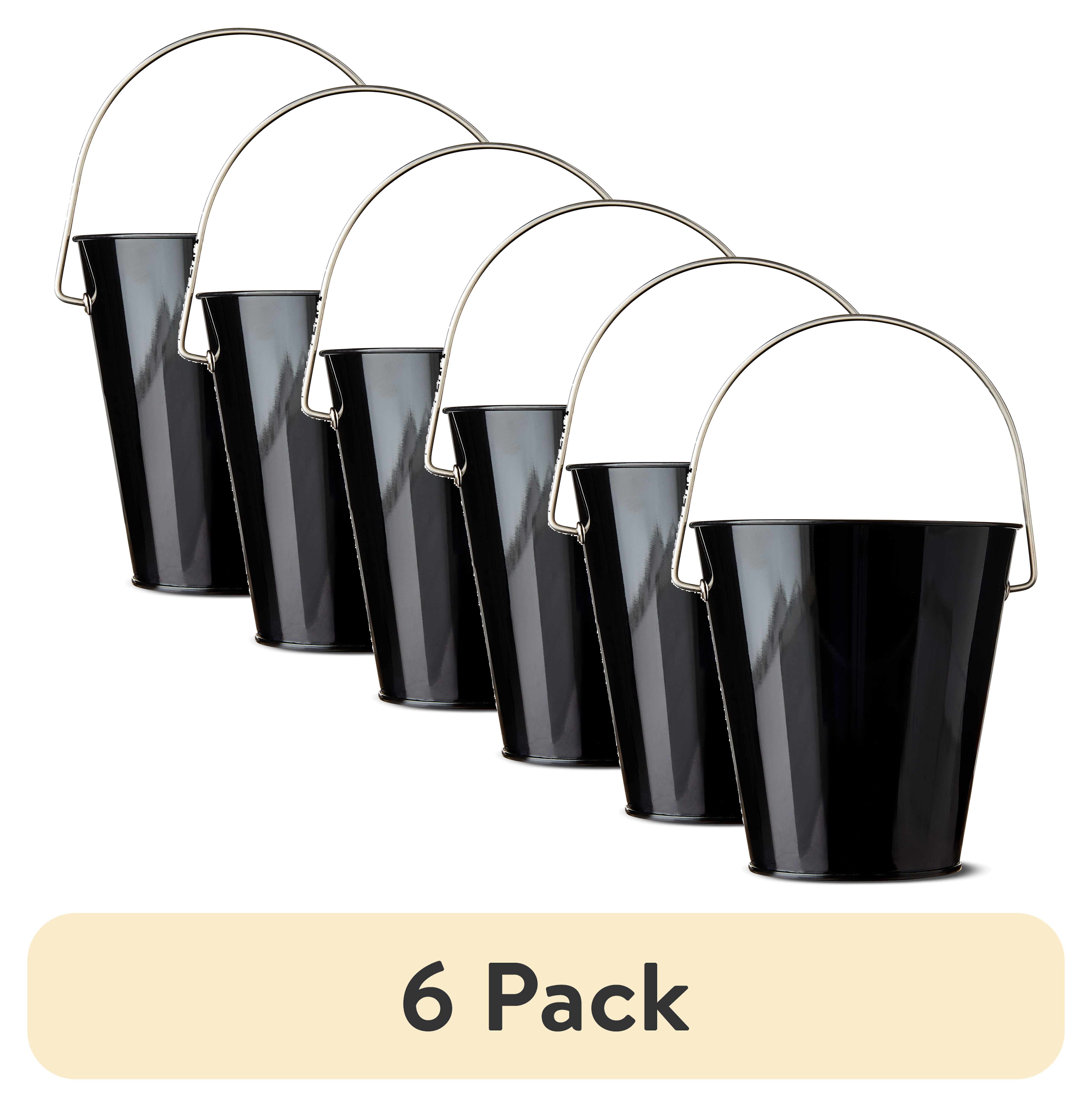(6 pack) Black Tin Pail with Handle, 4.6", by Way To Celebrate