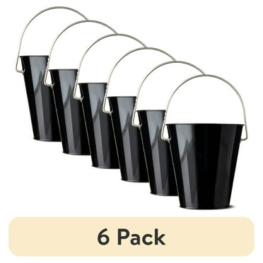 (6 pack) Black Tin Pail with Handle, 4.6", by Way To Celebrate