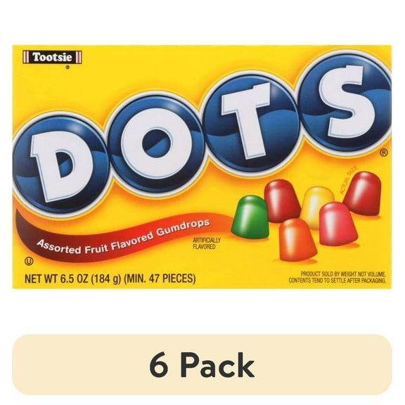 (6 pack) Tootsie Roll DOTS Assorted Fruit Flavored Gumdrops Candy Theater Box