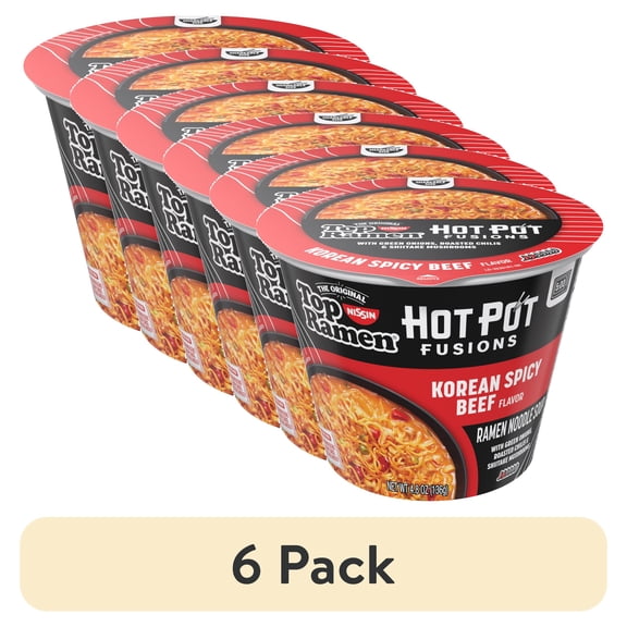 (6 pack) Top Ramen Hot Pot Fusions Korean Spicy Beef
