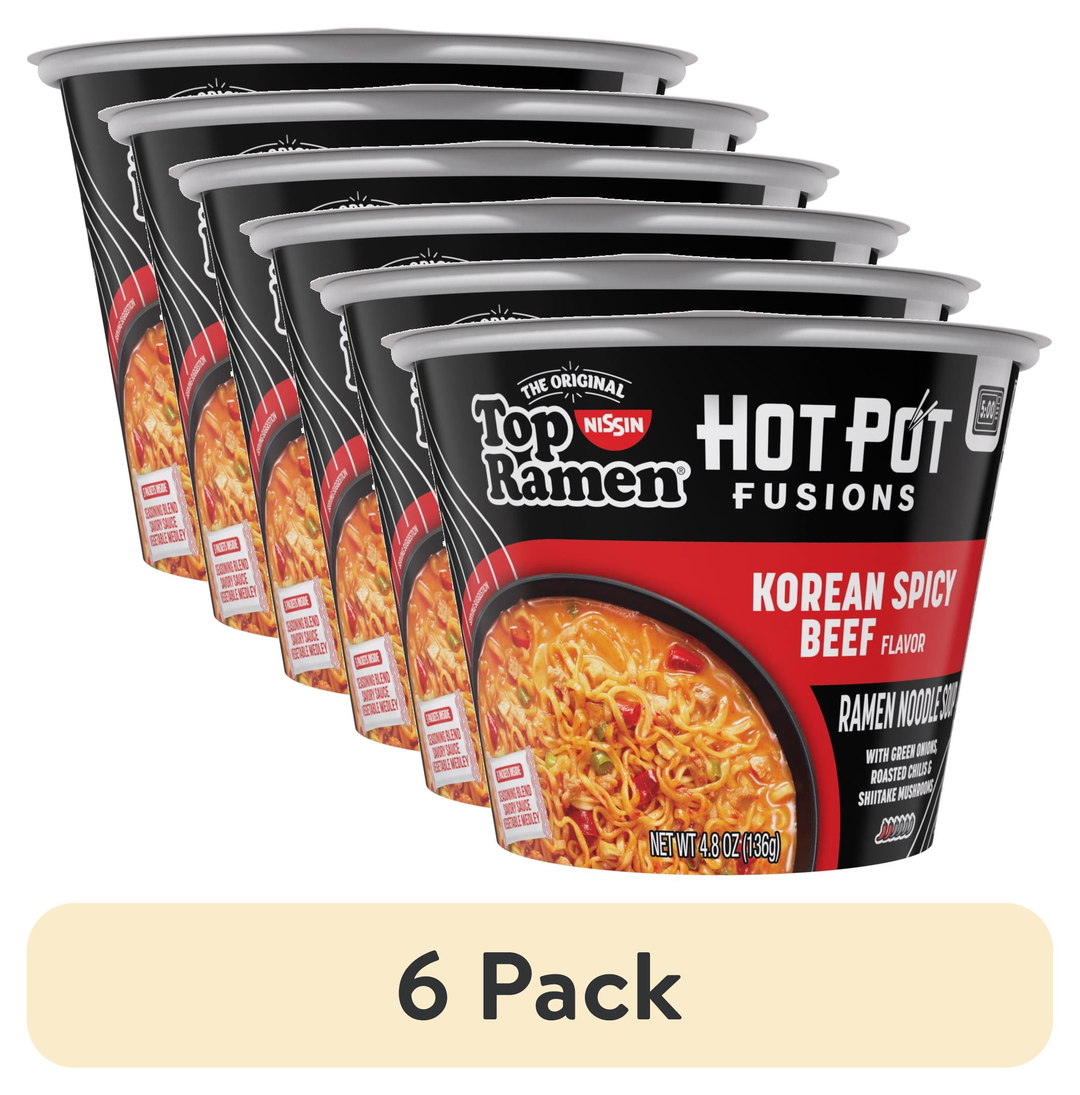 6 pack) Top Ramen Hot Pot Fusions Korean Spicy Beef - Walmart.com