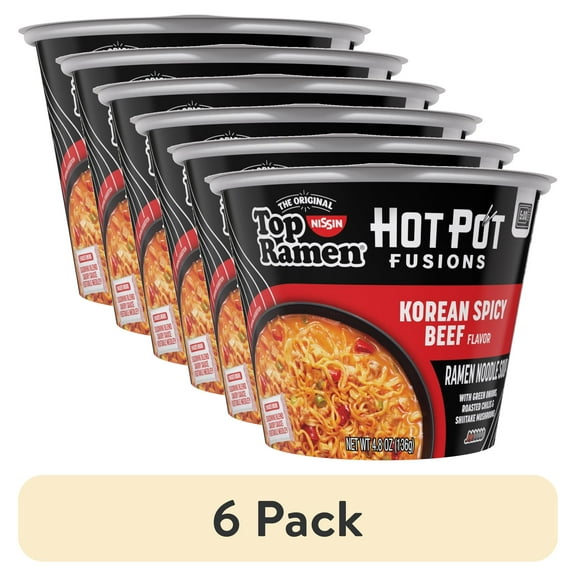 (6 pack) Top Ramen Hot Pot Fusions Korean Spicy Beef