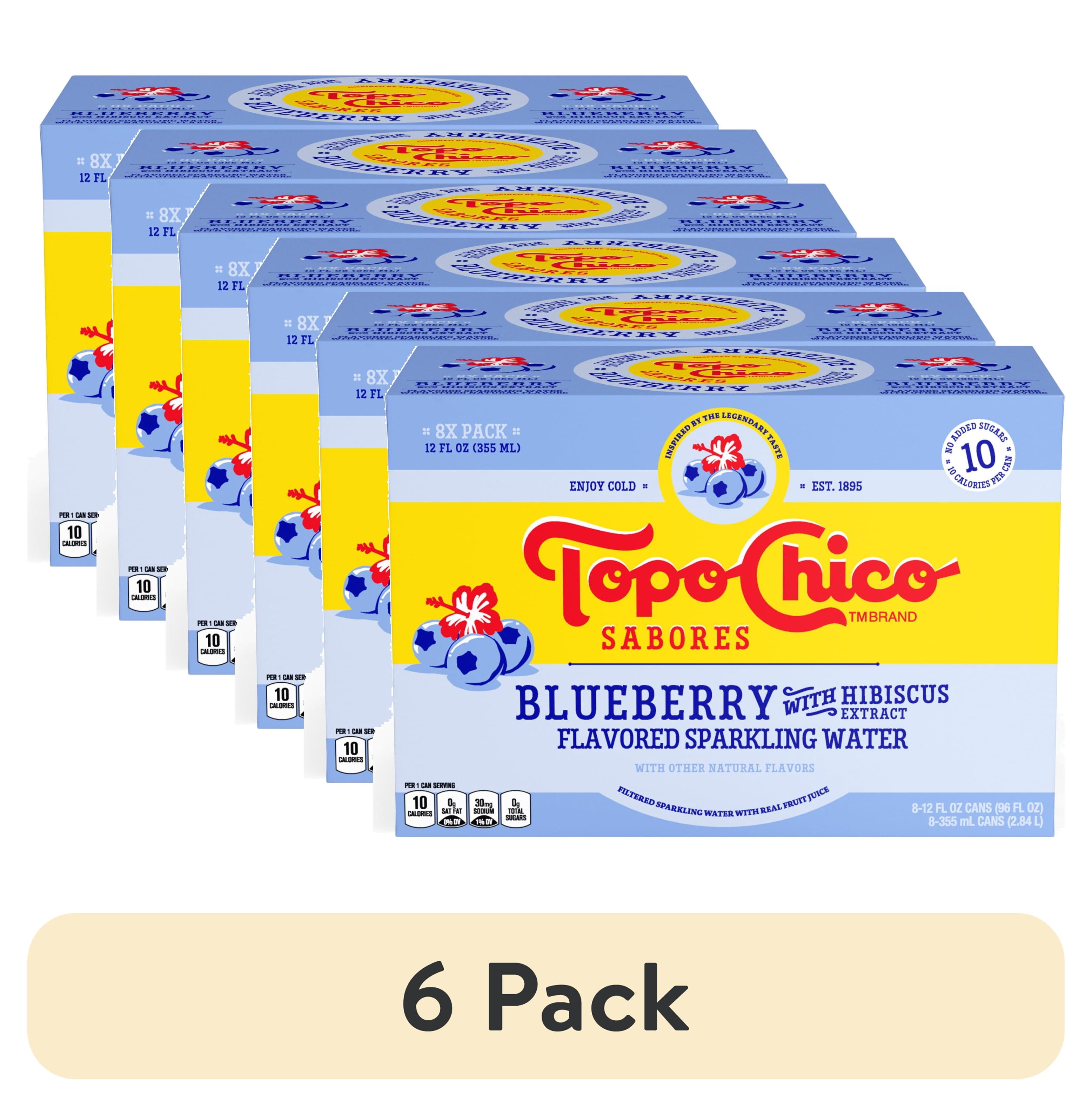 (6 pack) Topo Chico Sabores Blueberry with Hibiscus Extract Flavored Sparkling Water Cans, 12 fl oz, 8 Pack