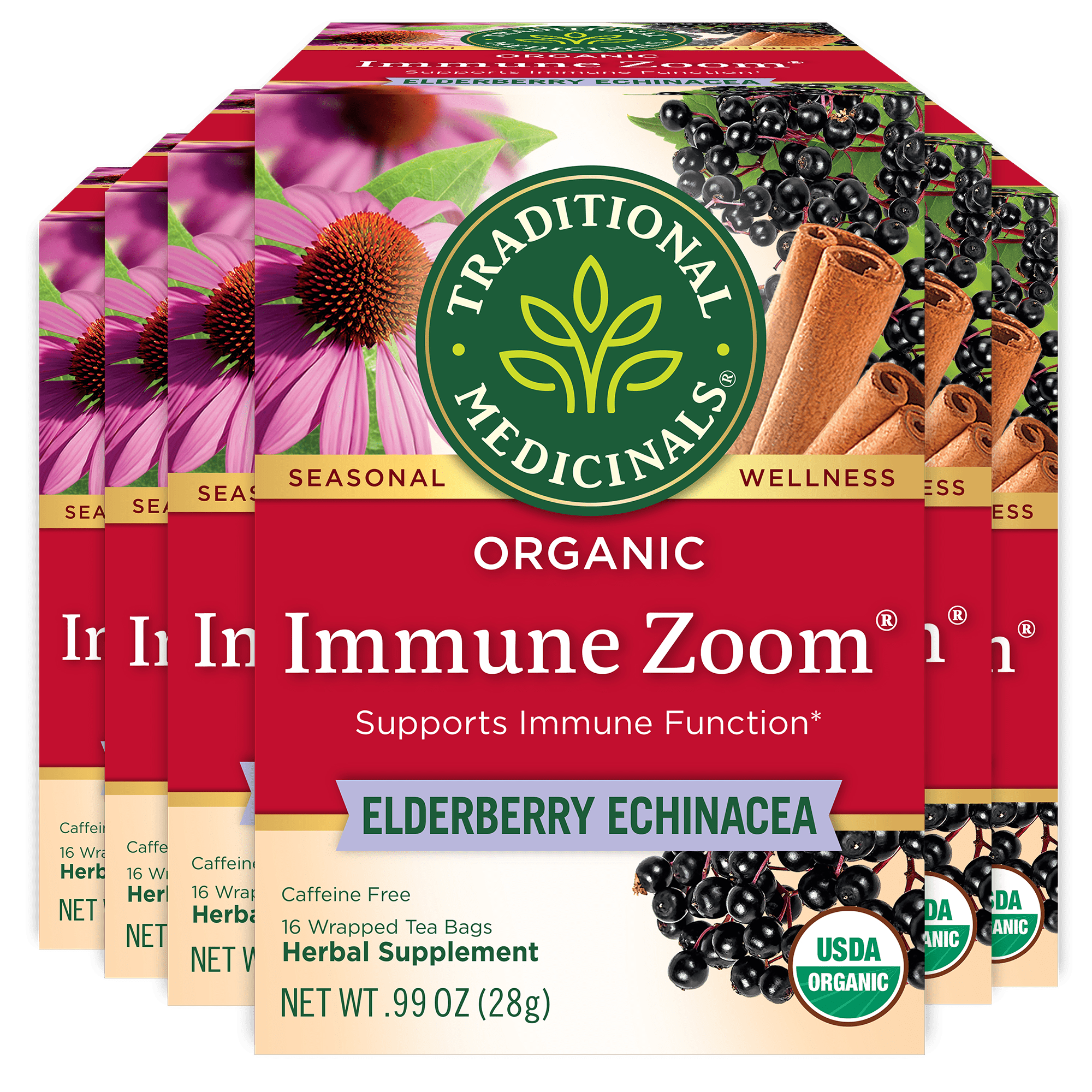 6 pack) Traditional Medicinal Immune Zoom Elderberry Echinacea