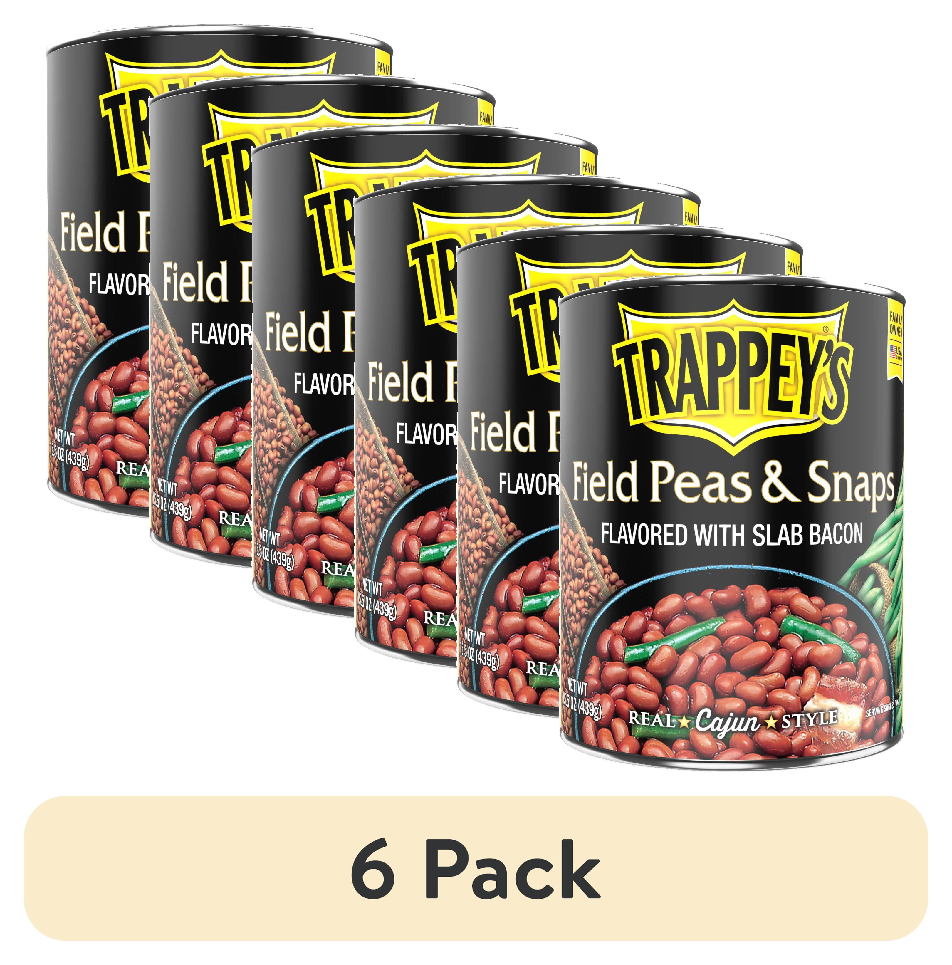 6 pack) Trappey's Field Peas and Snaps with Bacon, 15.5 oz, Can