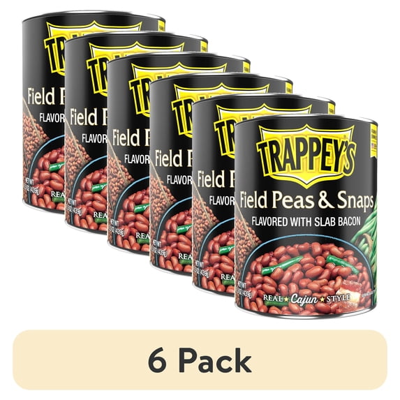 (6 pack) Trappey's Field Peas and Snaps with Bacon, 15.5 oz, Can