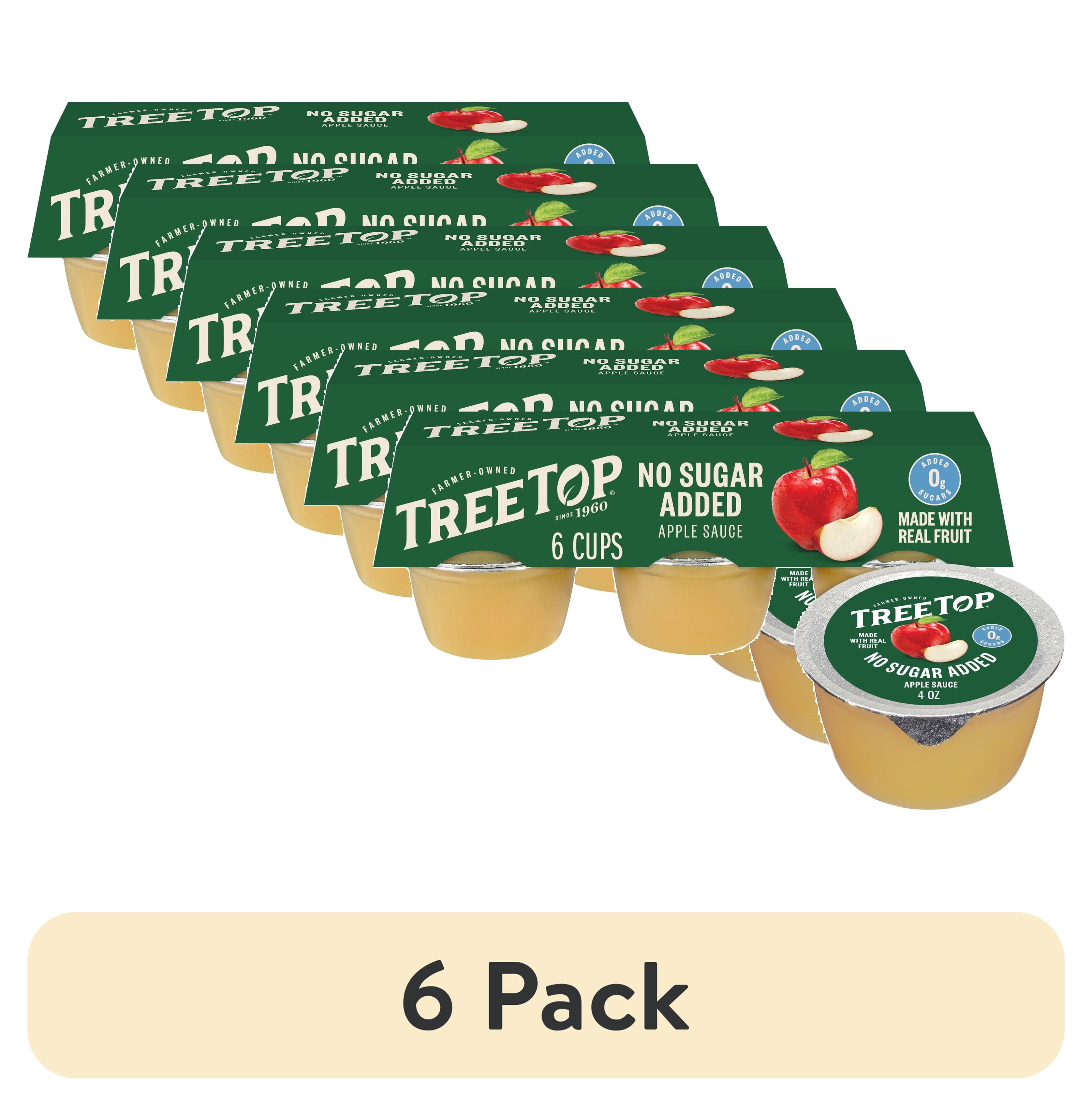 (6 pack) Tree Top No Sugar Added Apple Sauce Cups, 4 Oz, 6 Count