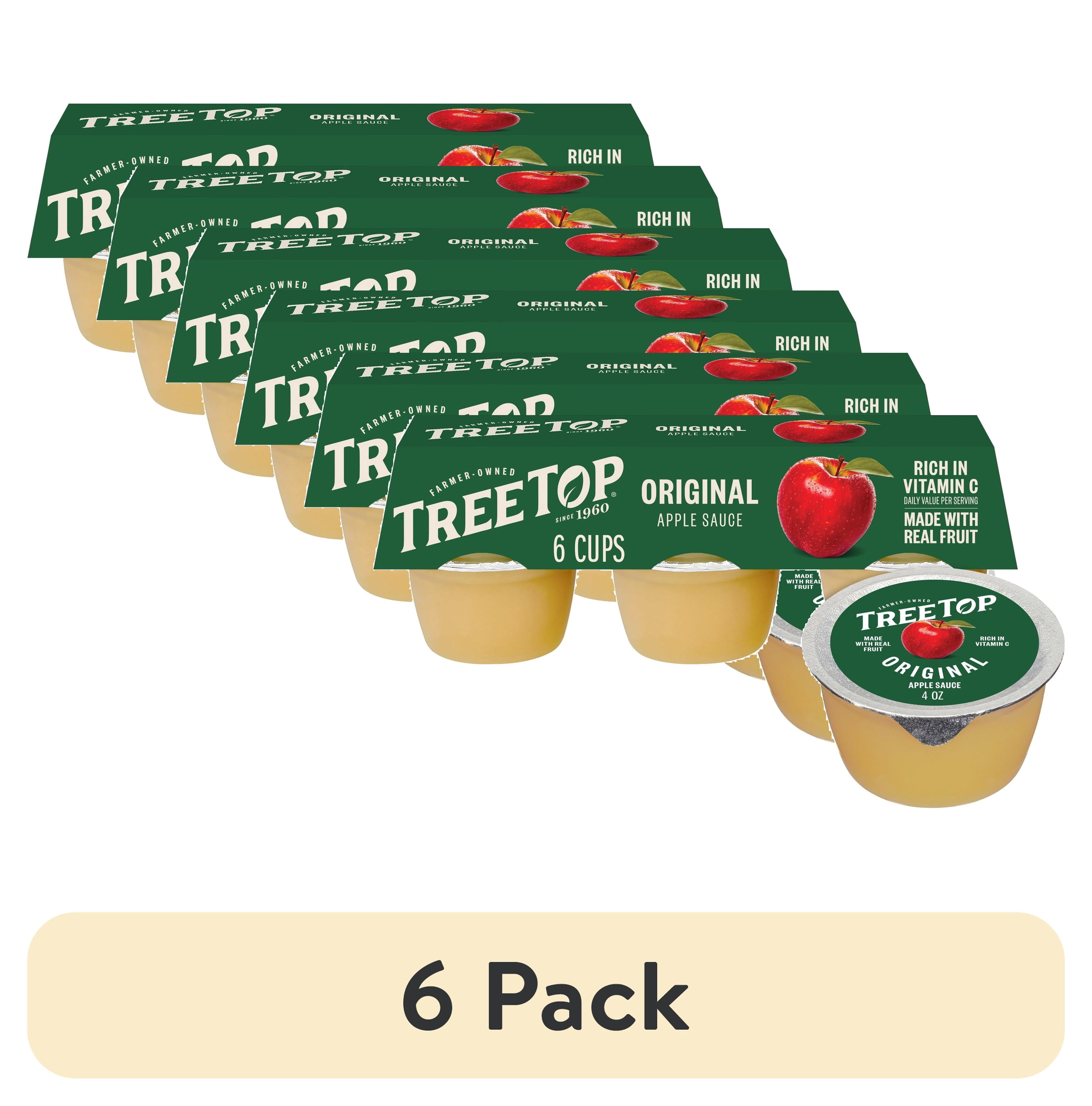 (6 pack) Tree Top Original Apple Sauce Cups, Made with Real Fruit, 4 Oz, 6 Count