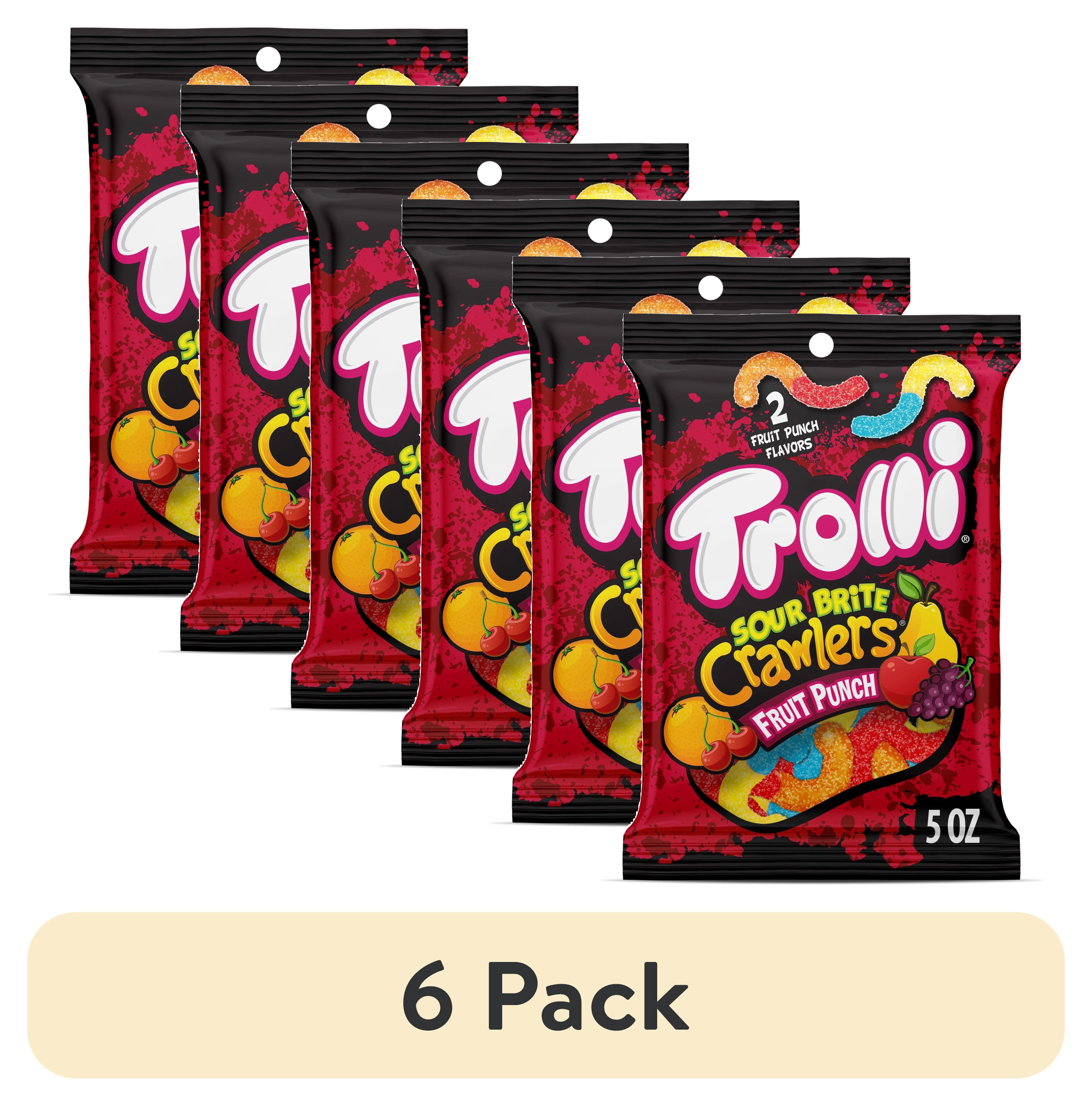 6 pack) Trolli Sour Brite Crawlers Candy, Fruit Punch, Sweet and