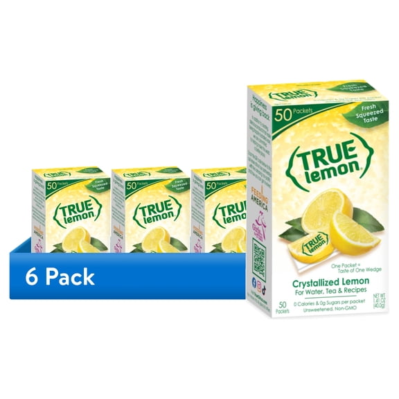 (6 pack) True Lemon Crystallized Water Enhancer Powder, 0 Calorie Lemon Flavor, 1.41 oz., 50 Count Packets