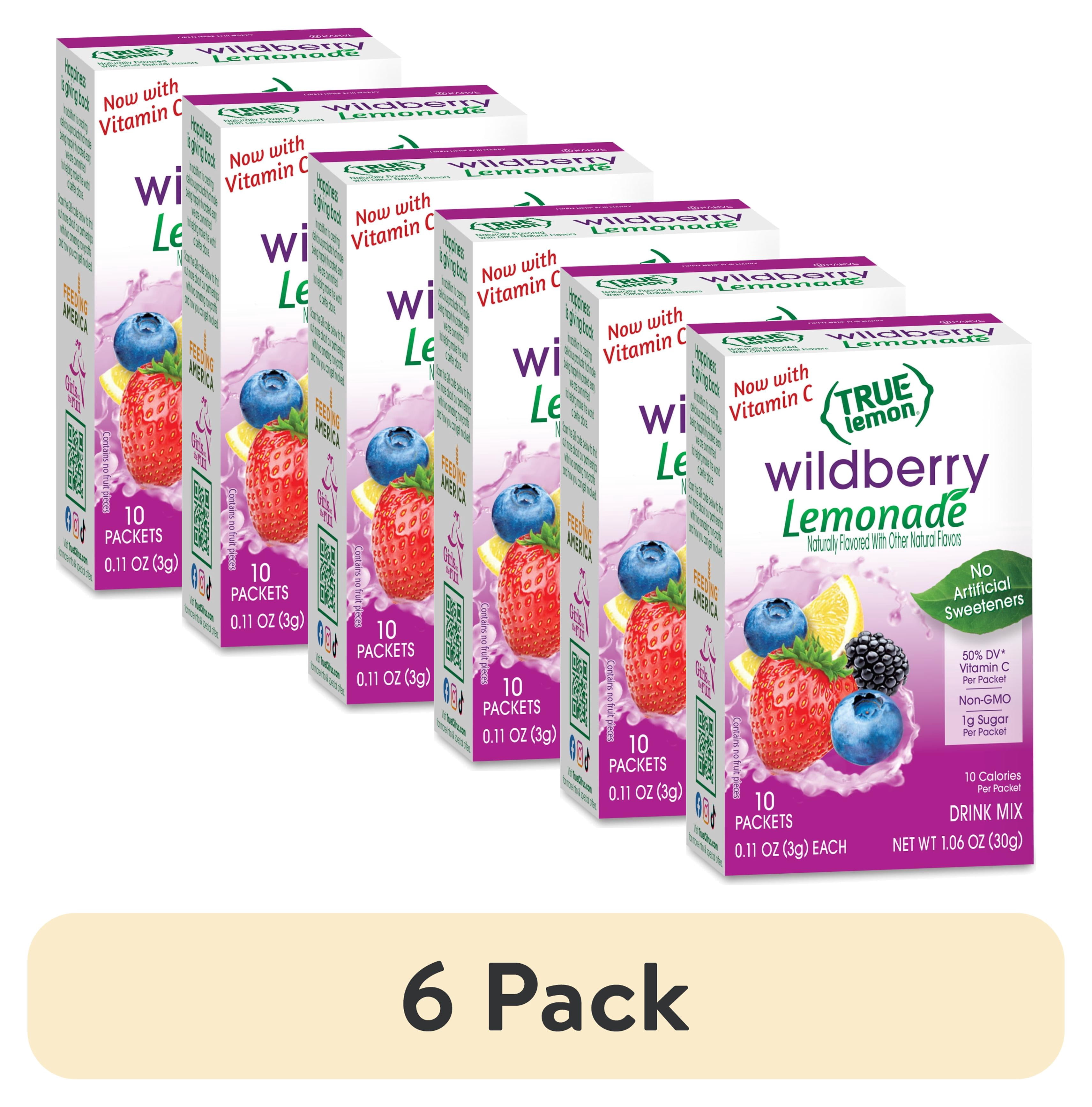 (6 pack) True Lemon Wildberry Lemonade Drink Mix Powder, 10 Calories, No Artificial Sweeteners, 10 Count Box
