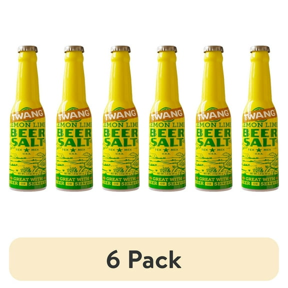 (6 pack) Twang Lemon-Lime Beer Salt, 1.4 oz Mini Plastic Bottle