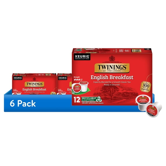 (6 pack) Twinings English Breakfast Keurig Tea Pods, 12 Ct, Caffeinated