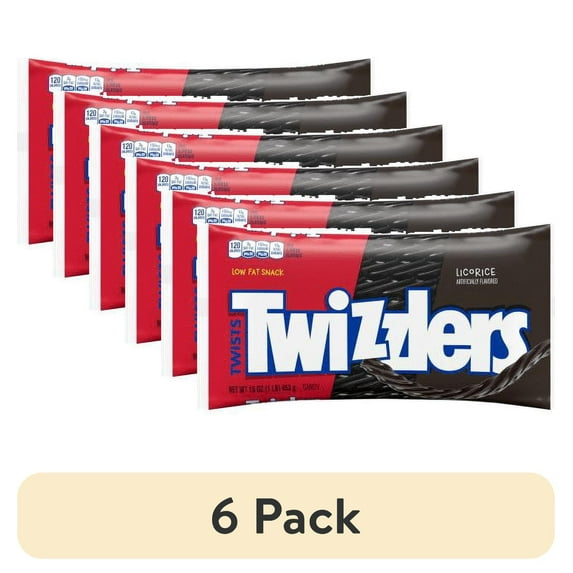 (6 pack) Twizzlers Black Licorice Twists