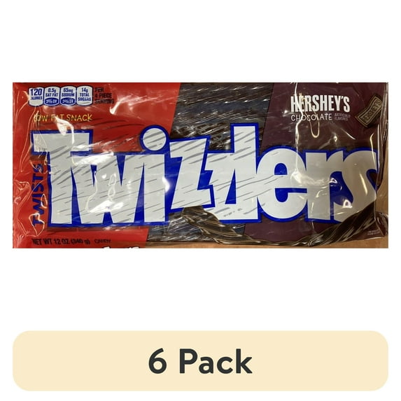 (6 pack) Twizzlers Hershey's Chocolate Twists Licorice Candy, 12 oz Bag