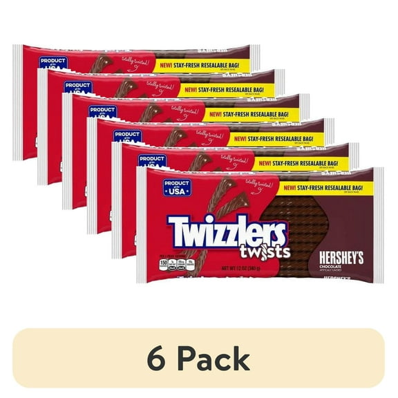 (6 pack) Twizzlers Twists Hershey's Chocolate Licorice Candy (Pack of 2)